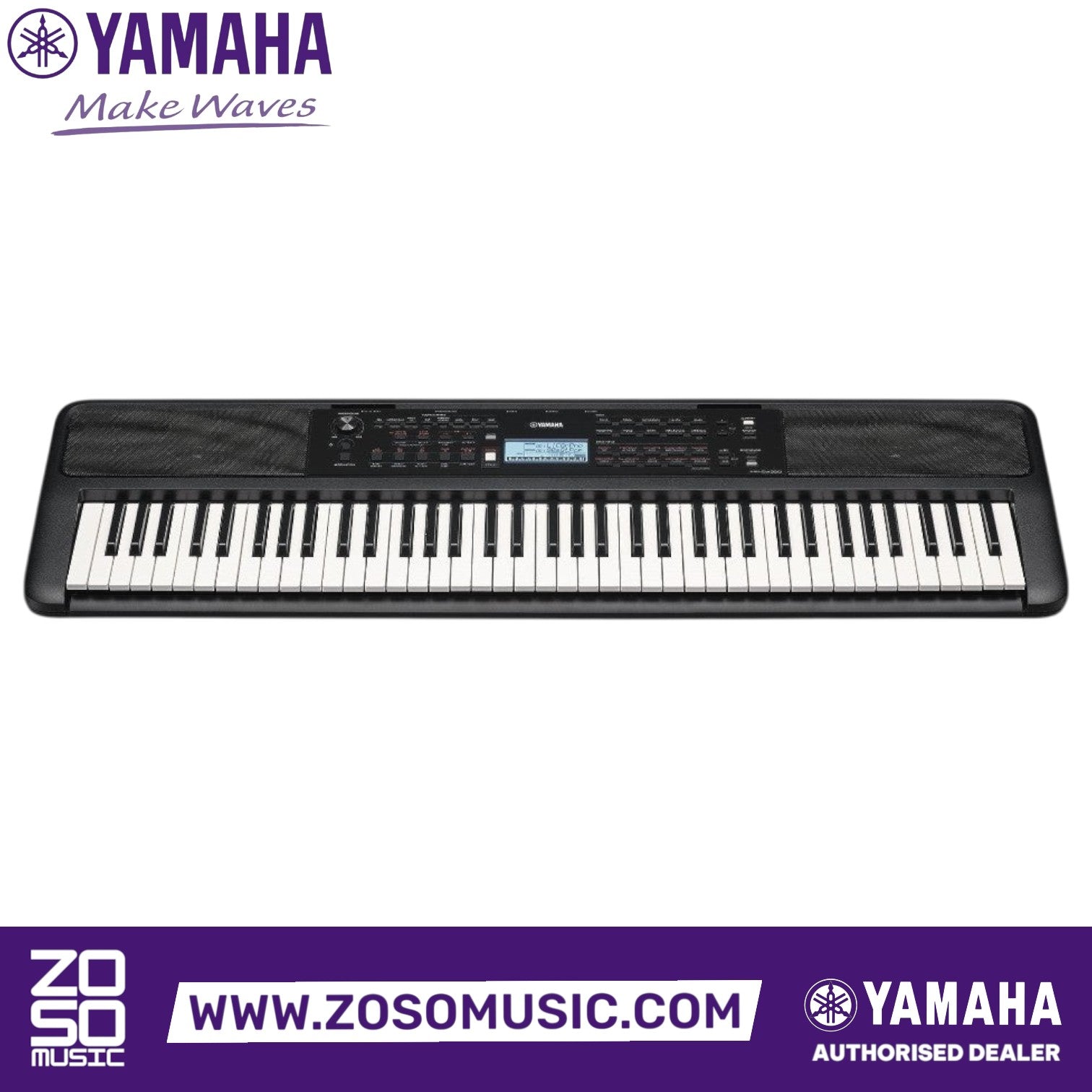 Zoso Music Yamaha PSR-EW320 76-key portable keyboard in black with touch-sensitive keys and LCD display