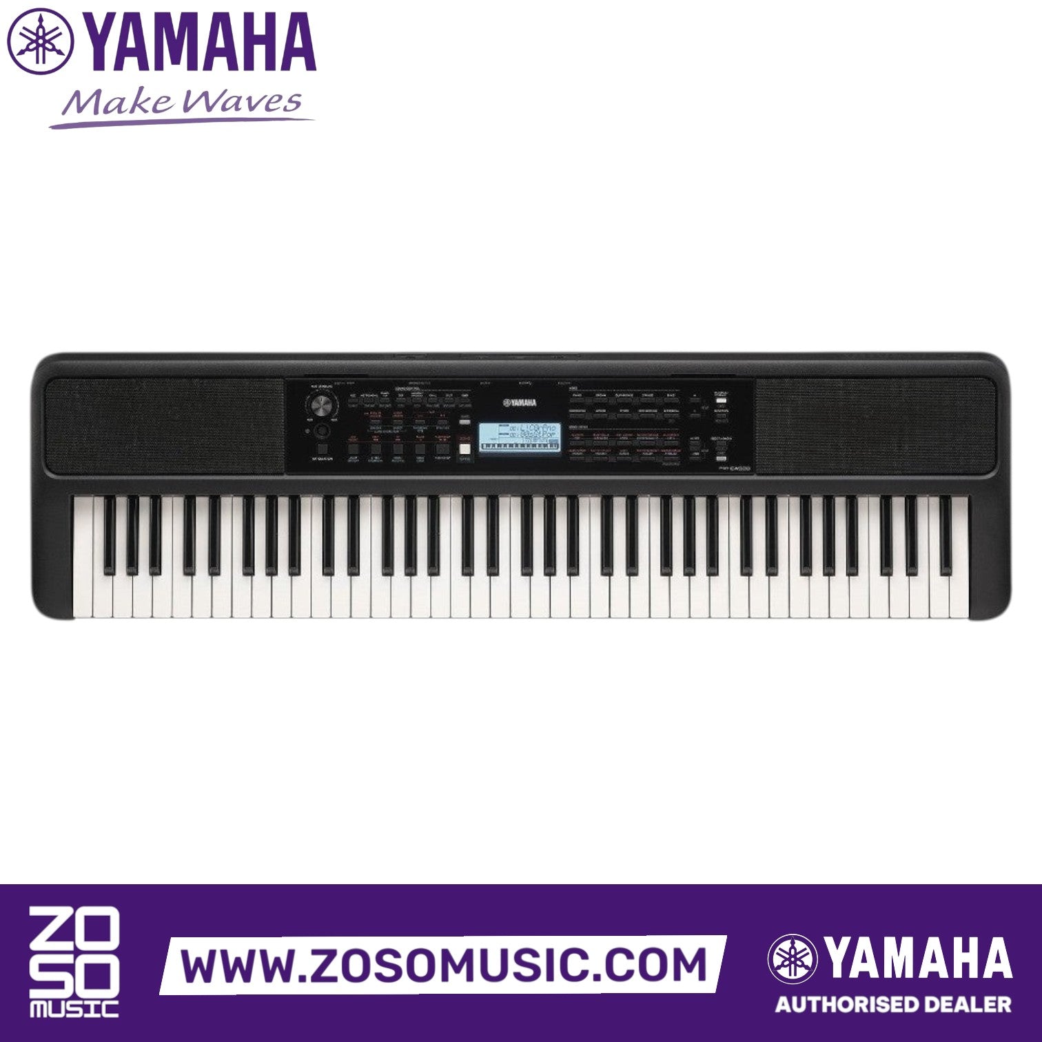 Zoso Music Yamaha PSR-EW320 76-key portable keyboard in black with touch-sensitive keys and LCD display