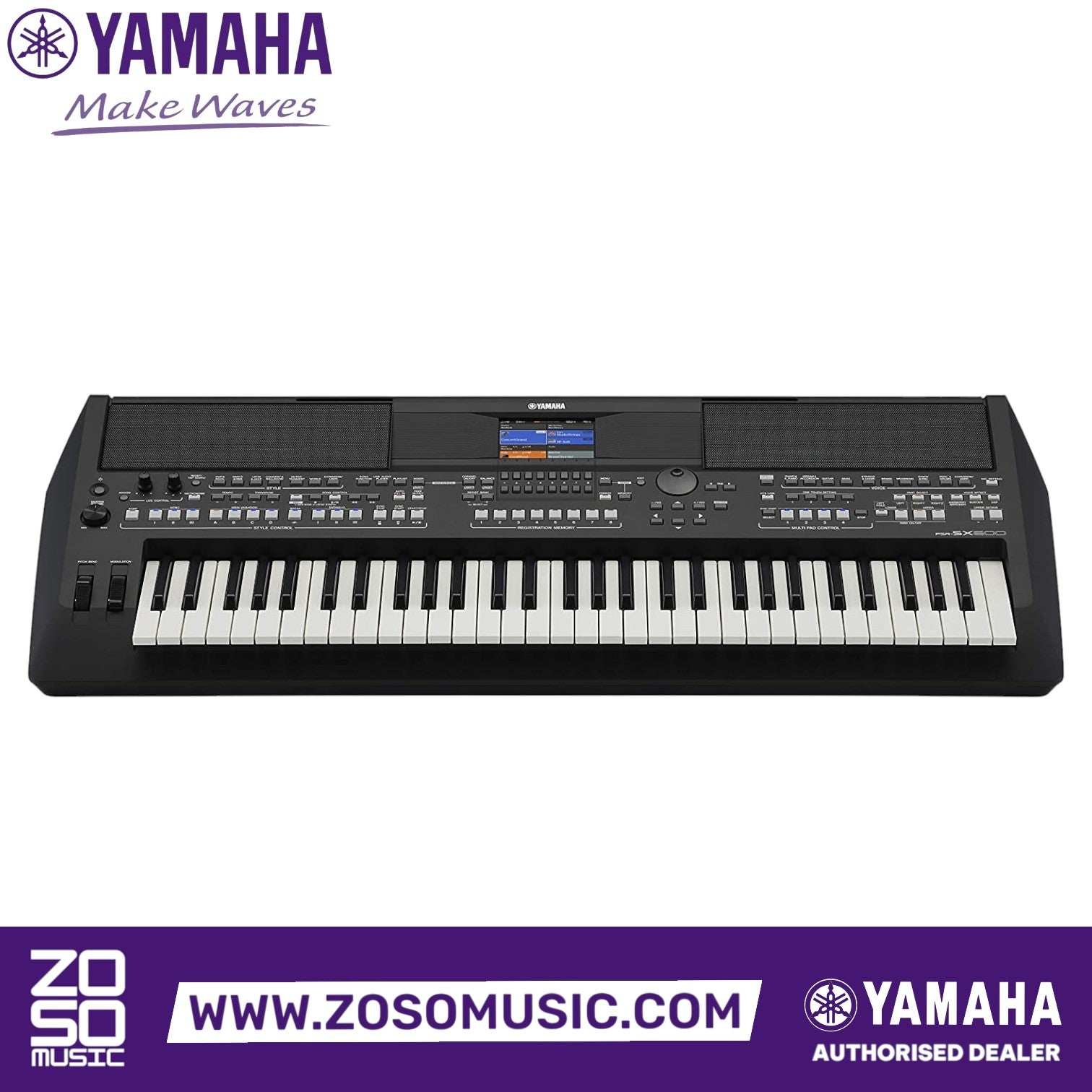 Zoso Music Yamaha PSR SX600 61-key arranger keyboard with color display and professional control interface