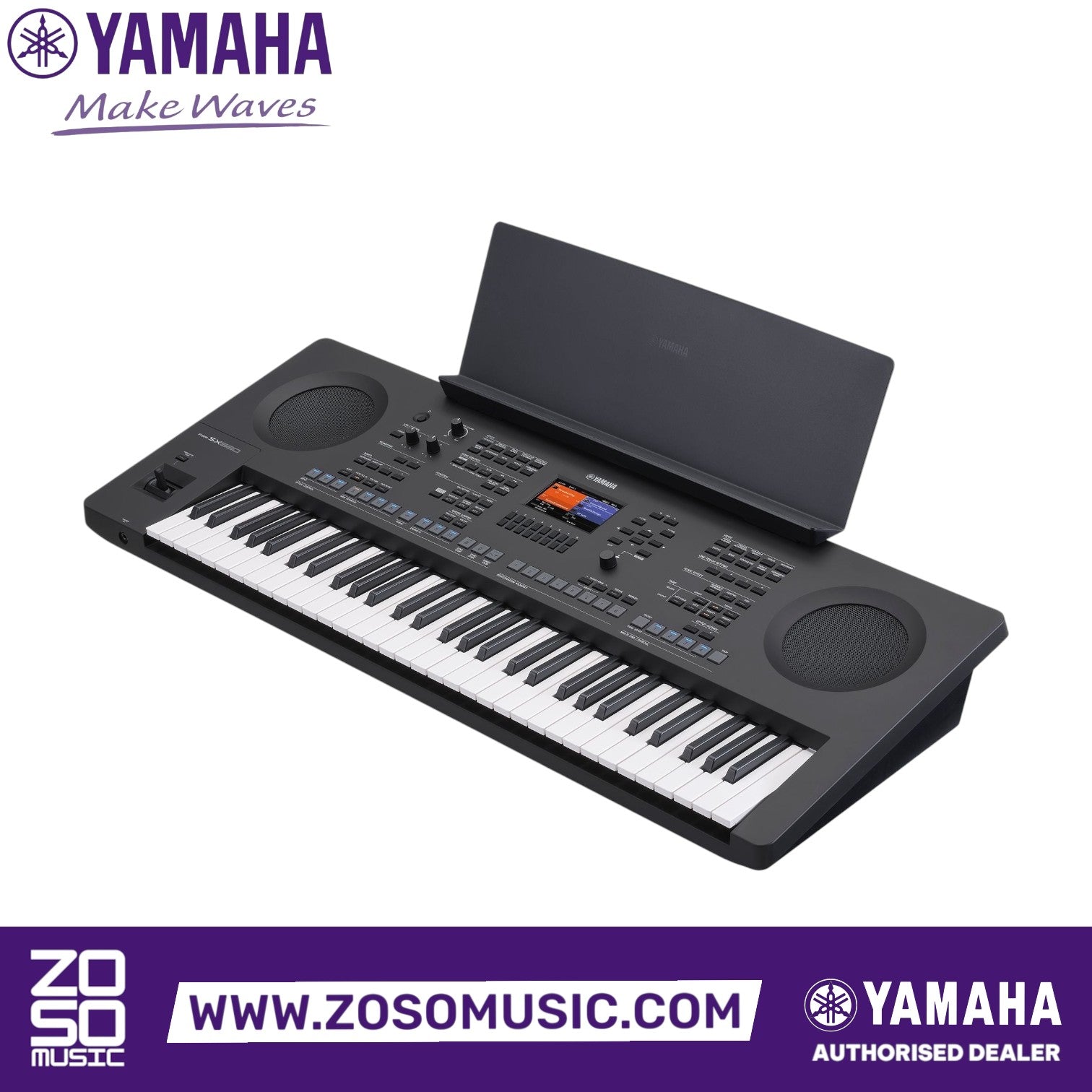 Zoso Music Yamaha PSR-SX620 61-key arranger keyboard with color display, joystick, and control knobs in black finish.