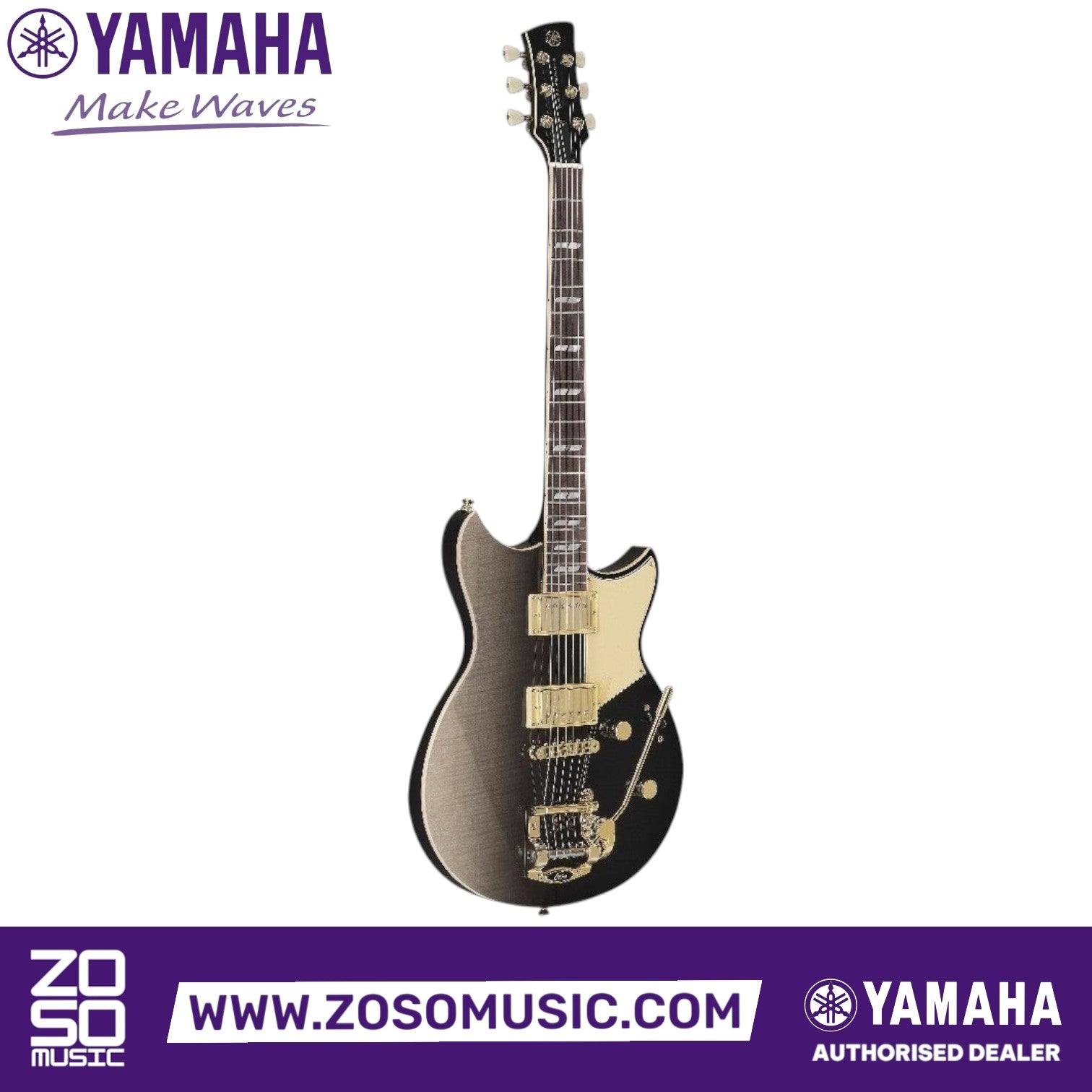 Zoso Music Yamaha 60th Anniversary Revstar Professional electric guitar in Noble Black Burst with gold hardware