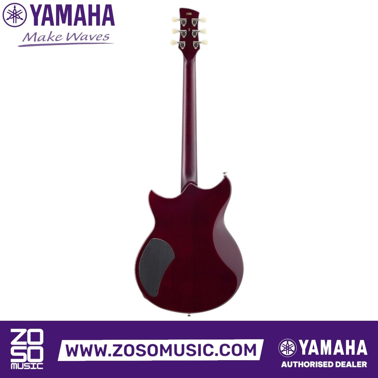 Back view of Zoso Music Yamaha Revstar Professional RSP20 electric guitar in Swift Blue with mahogany body