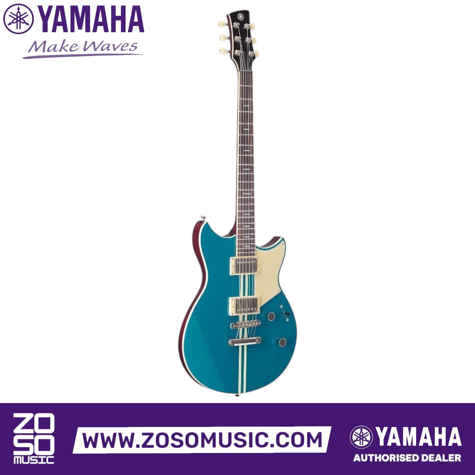 Zoso Music Yamaha Revstar Professional RSP20 electric guitar in Swift Blue with double-cutaway and chrome hardware.