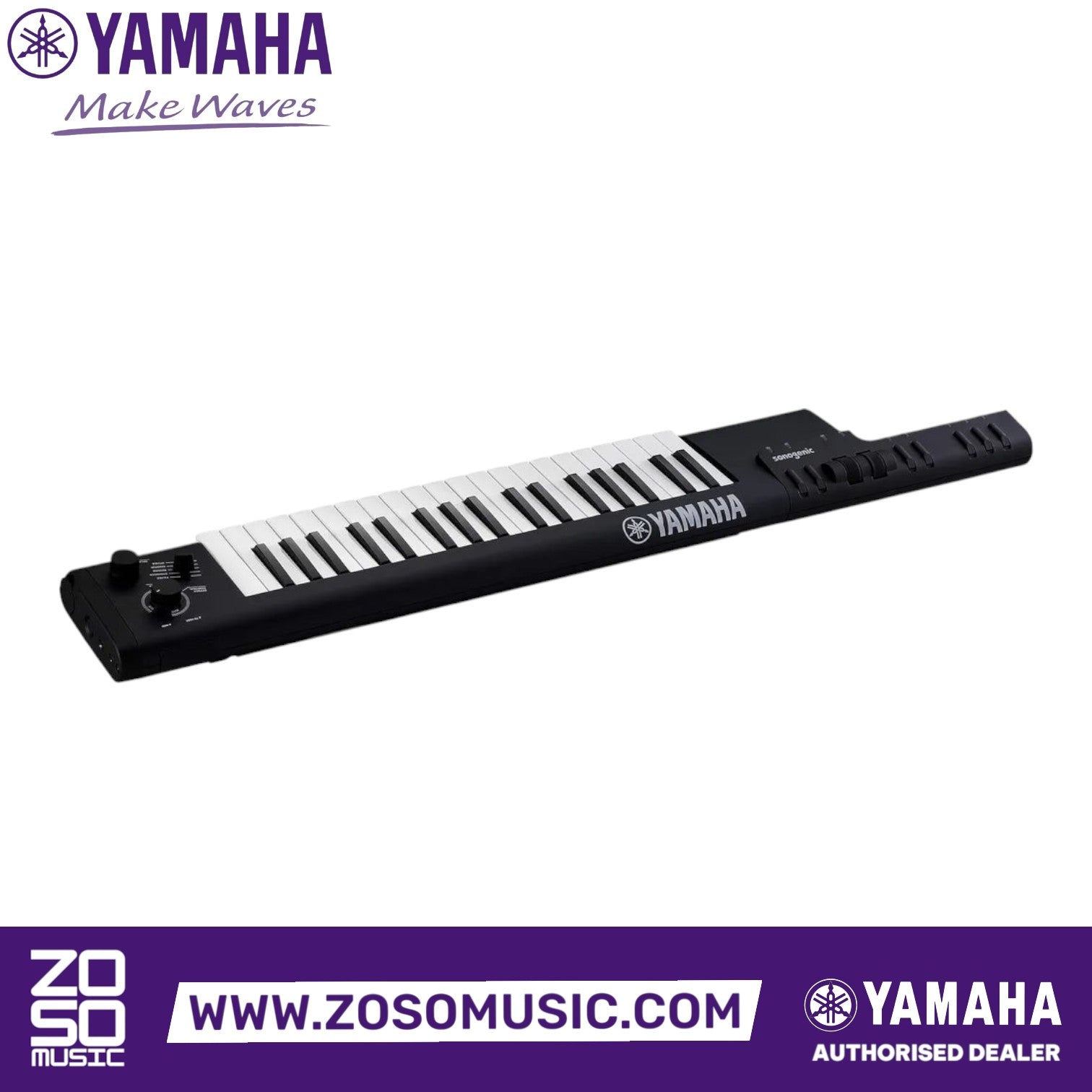 Zoso Music Yamaha SHS-500 Sonogenic black keytar with 37 keys, pitch bend, and modulation wheel