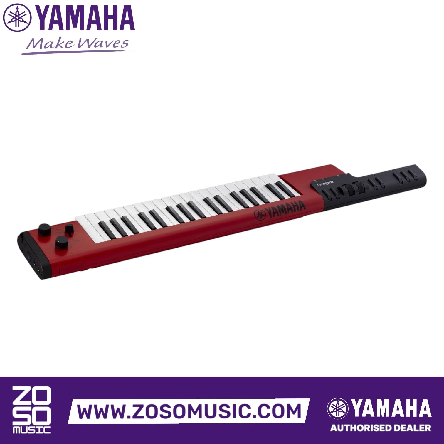 Zoso Music Yamaha SHS-500 Sonogenic red keytar with 37 keys, pitch bend, and modulation wheel.