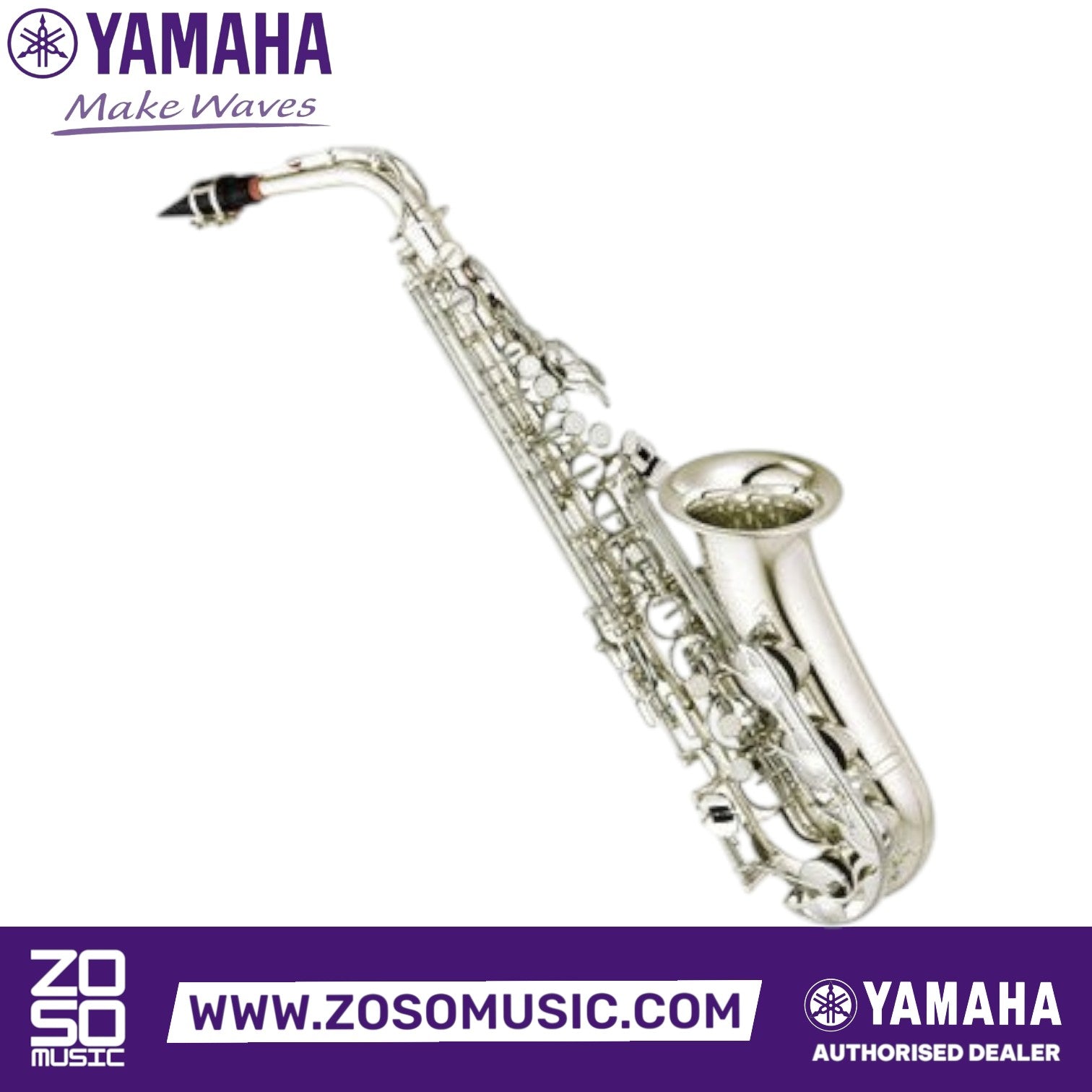 Zoso Music silver plated Yamaha YAS-280S student alto saxophone with 4C mouthpiece