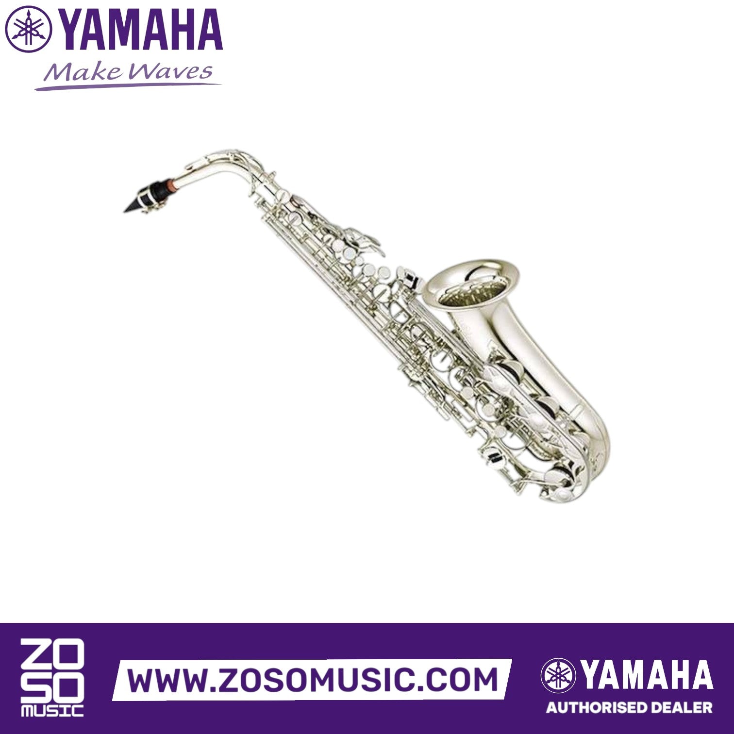 Zoso Music Yamaha YAS-480S intermediate alto saxophone in silver-plated brass with classic bell engraving