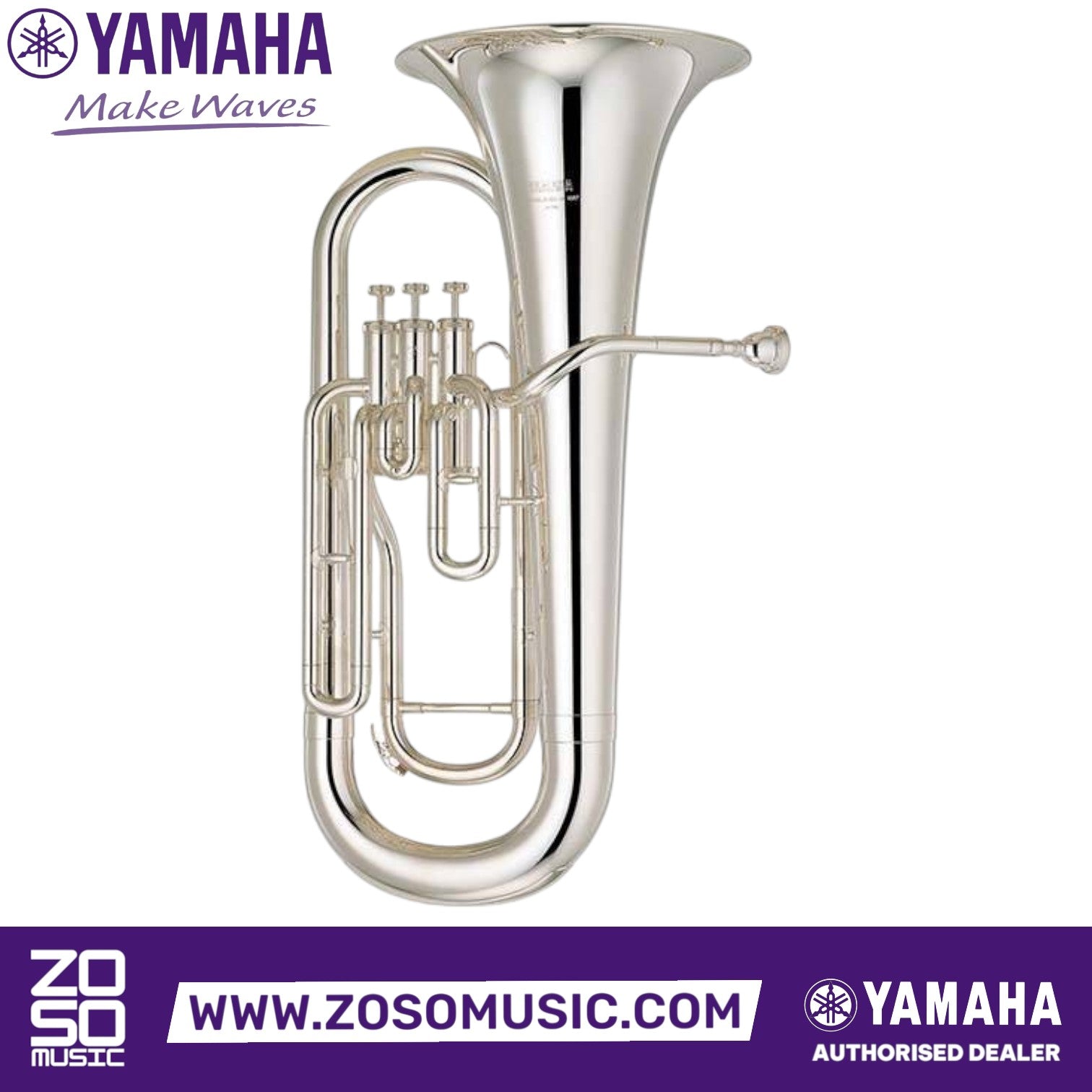 Zoso Music Yamaha YEP-201S Standard Series 3-valve euphonium in a bright silver-plated finish