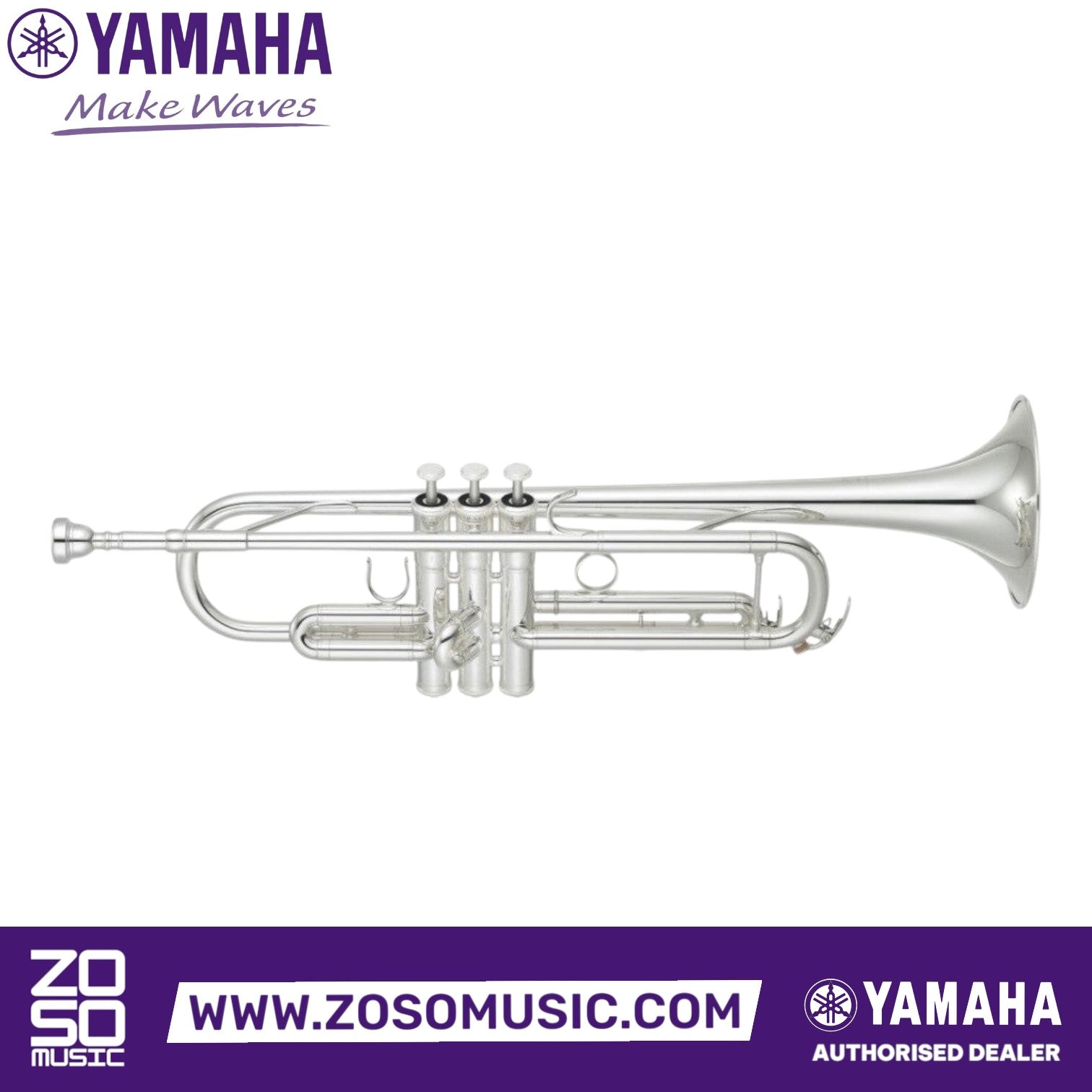 Zoso Music Yamaha YTR-4335GSII intermediate Bb trumpet in silver finish with gold brass bell and monel alloy pistons