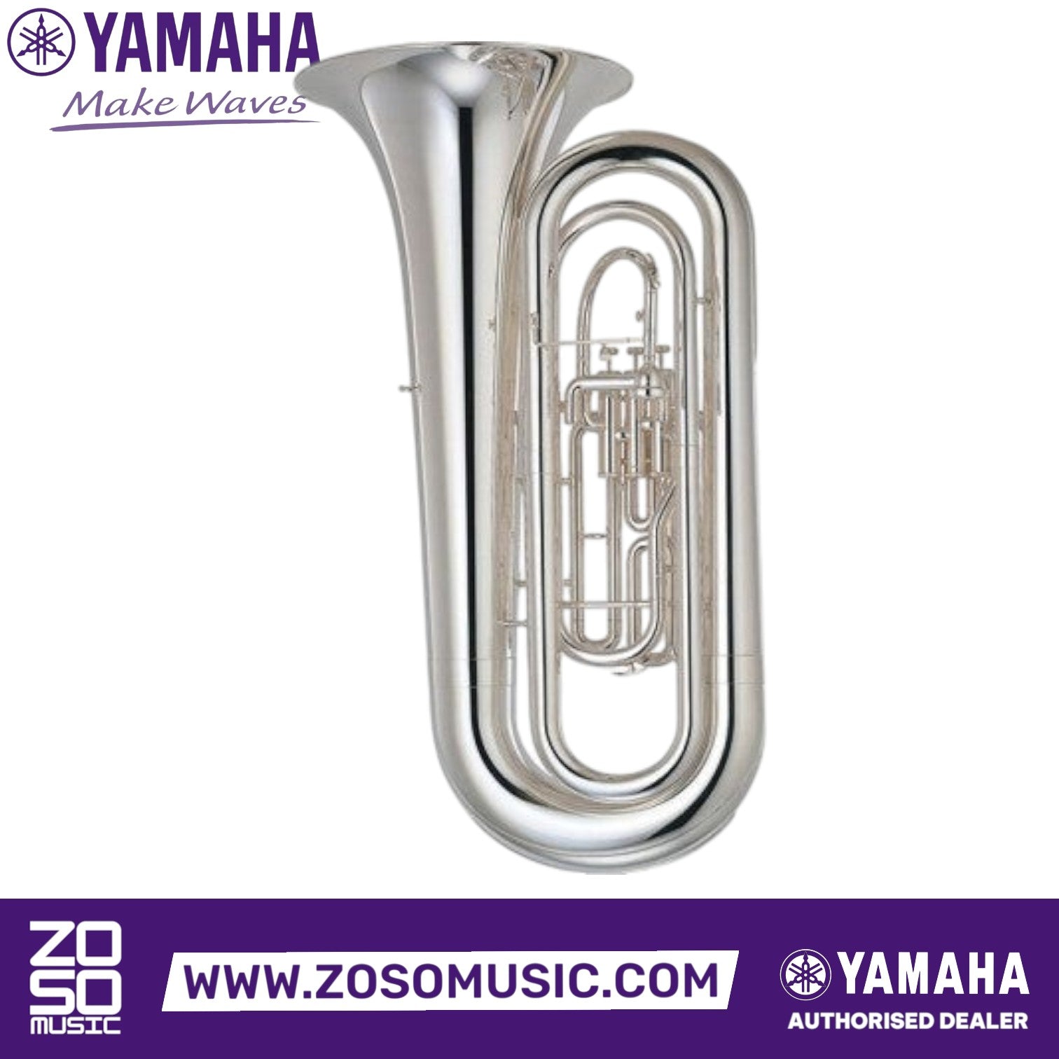 Zoso Music Yamaha YBB-201MS silver-plated convertible BBb tuba with a 17.5-inch yellow brass bell
