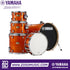Zoso Music Yamaha Stage Custom 5-piece birch drum kit in a glossy amber finish with chrome hardware