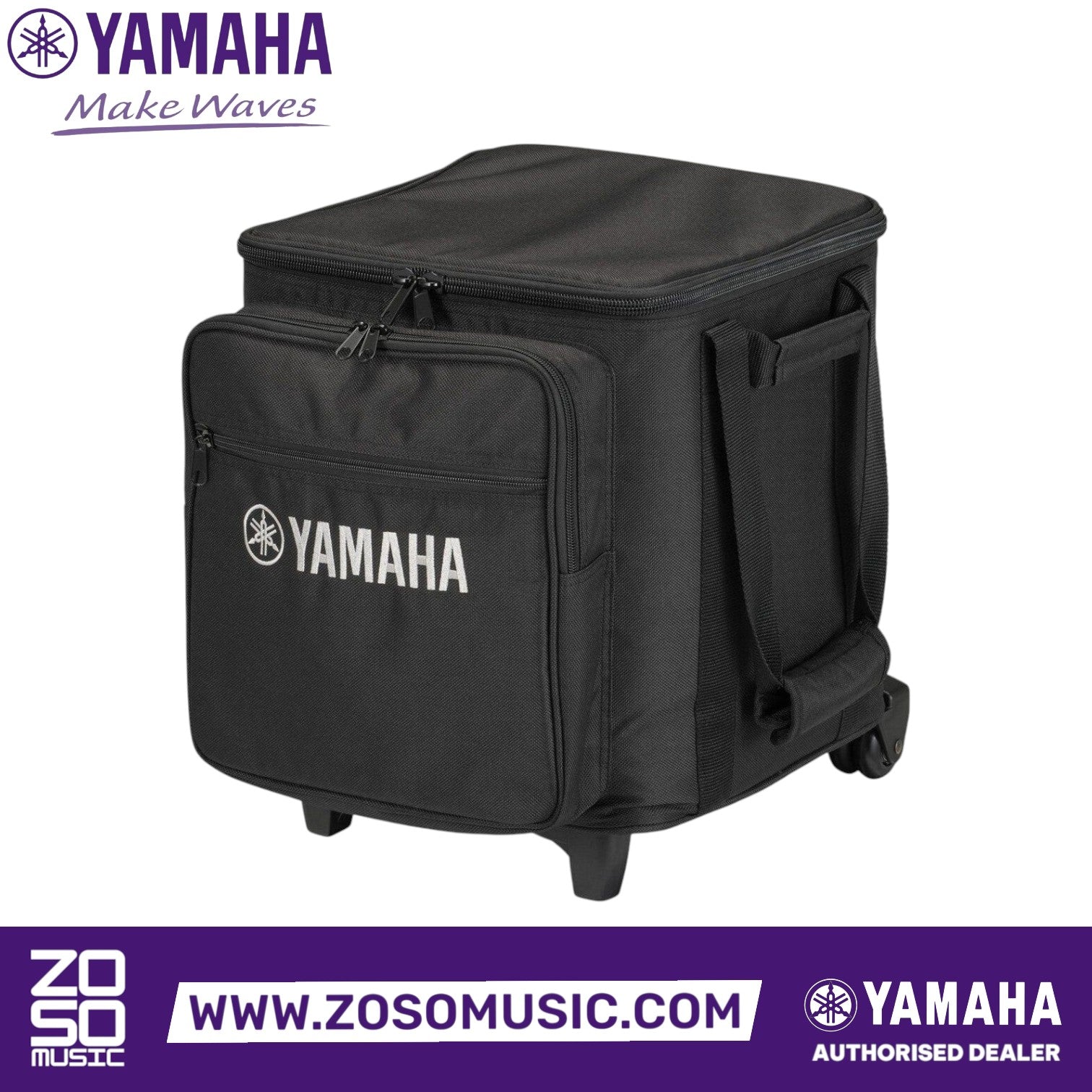 Zoso Music Yamaha StagePas 200BTR portable PA system inside its black protective carry case with wheels