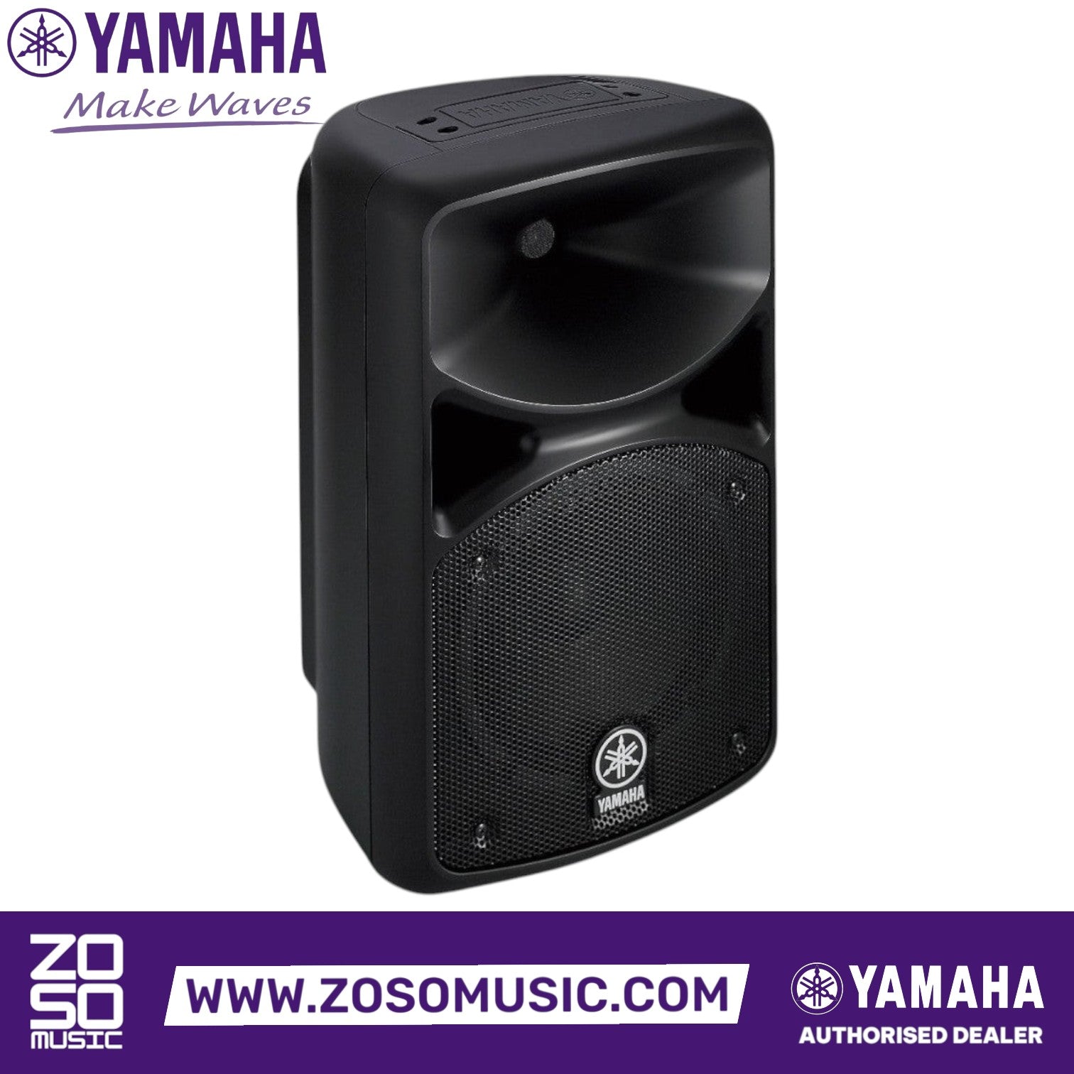 Zoso Music Yamaha Stagepas 400BT black portable PA speaker with 8-inch woofer and 1-inch tweeter