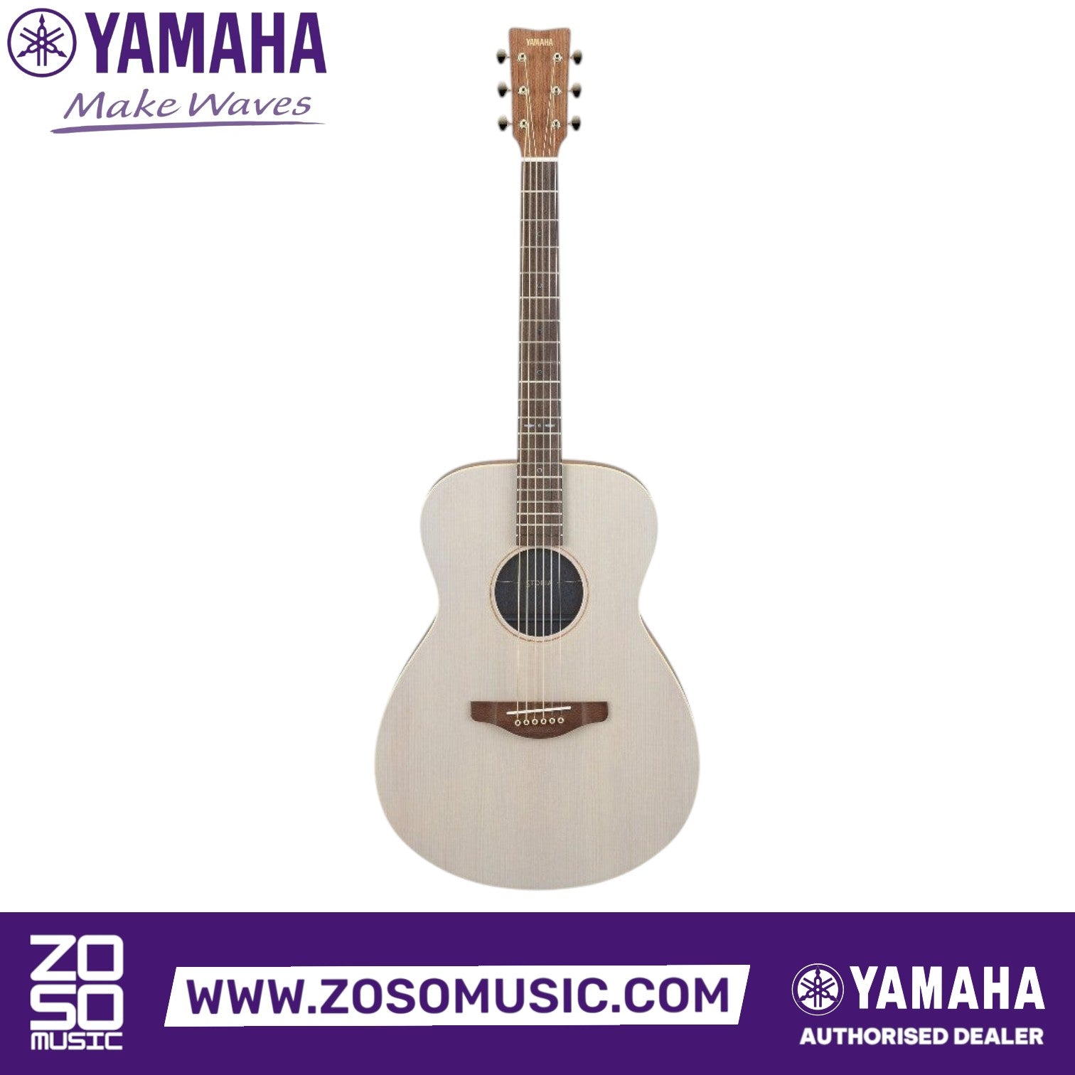 Zoso Music Yamaha Storia I concert acoustic guitar with off-white solid spruce top and mahogany back and sides.