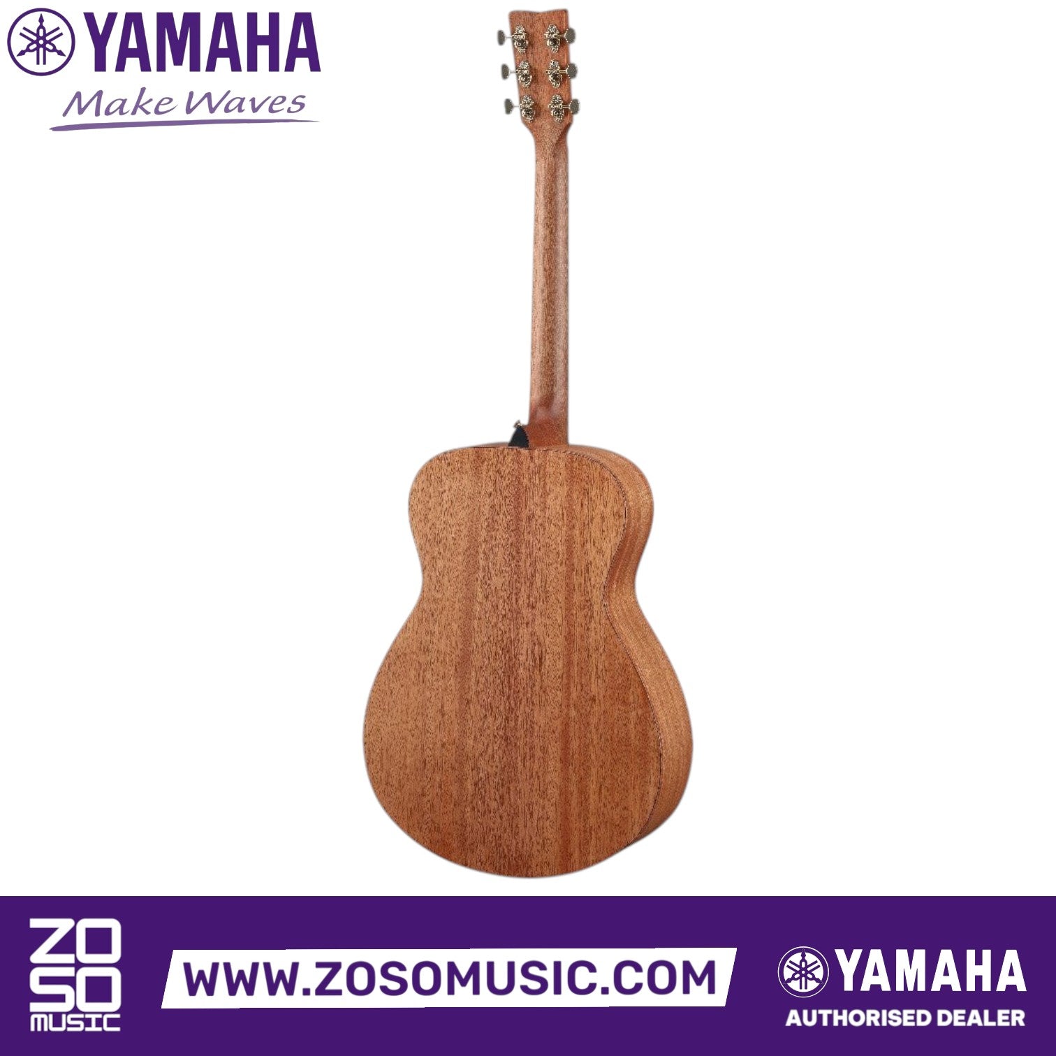 Zoso Music Yamaha Storia II concert acoustic guitar back view featuring mahogany body with natural wood grain finish