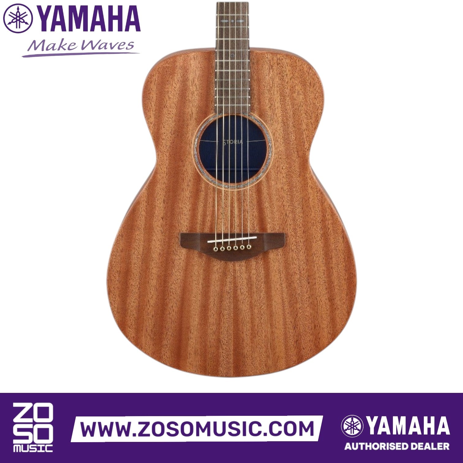 Zoso Music Yamaha Storia II concert acoustic guitar with solid mahogany top and abalone rosette inlay