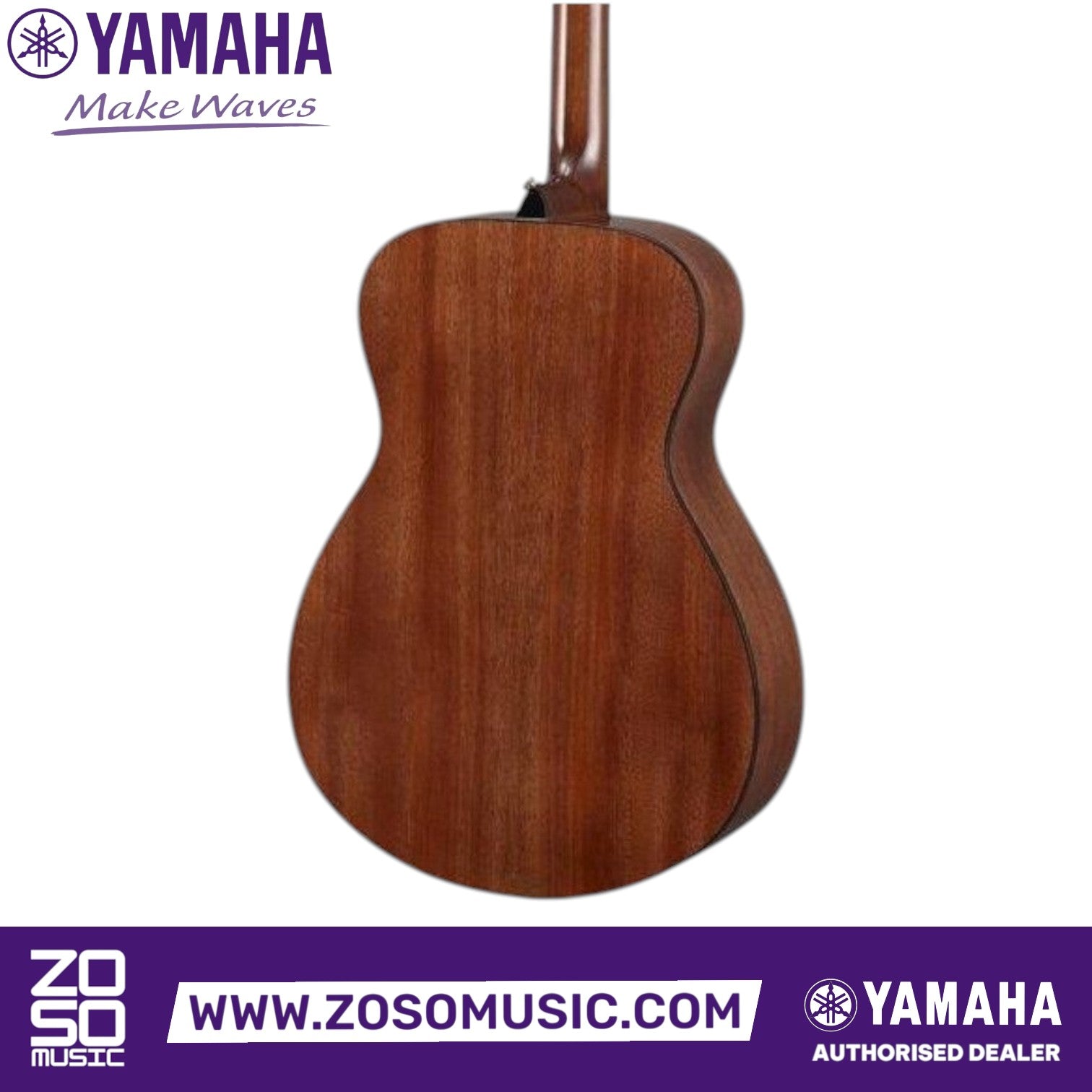 Zoso Music Yamaha Storia III concert acoustic guitar back view featuring solid mahogany body and gloss finish