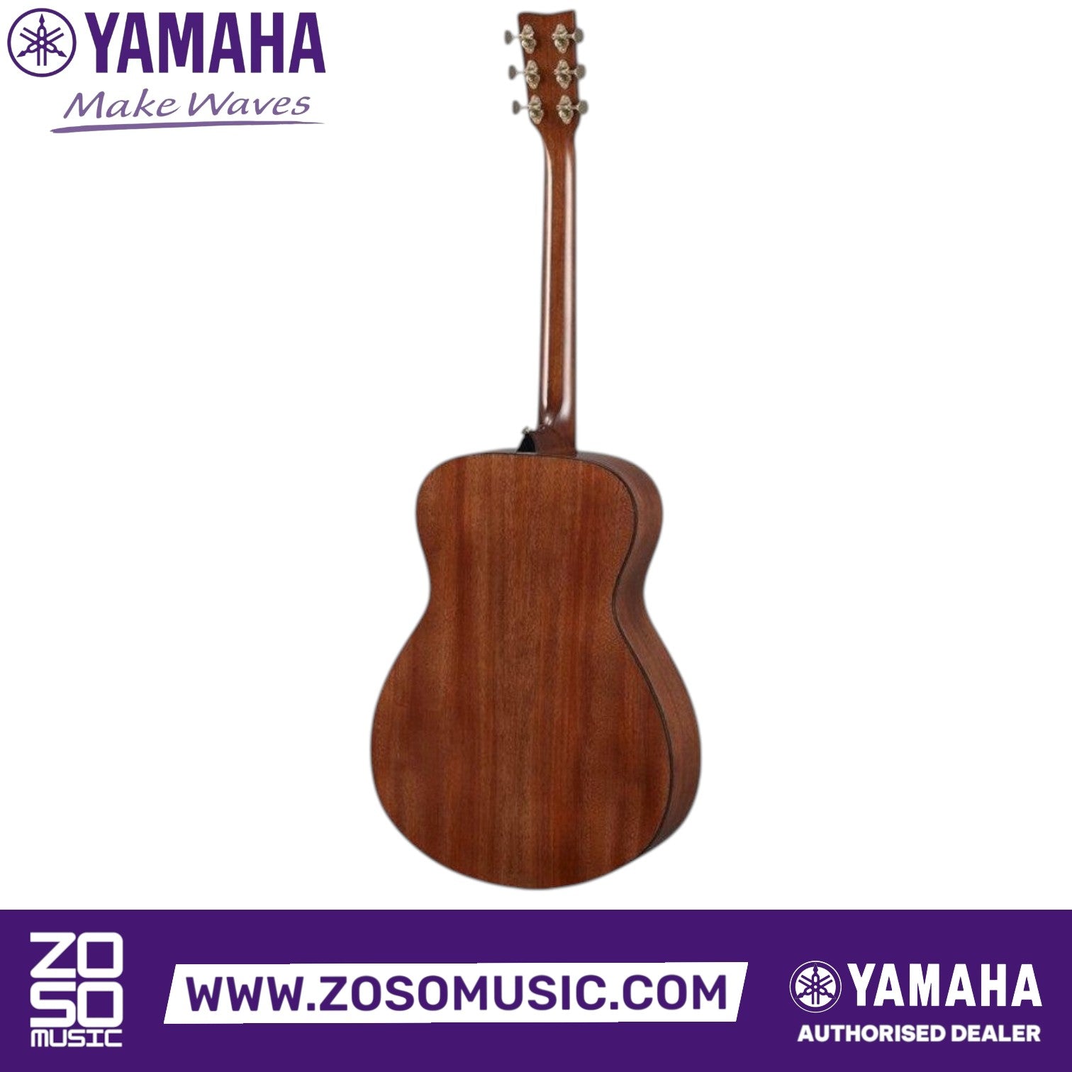 Back view of the Zoso Music Yamaha Storia III concert acoustic guitar in chocolate brown solid mahogany.