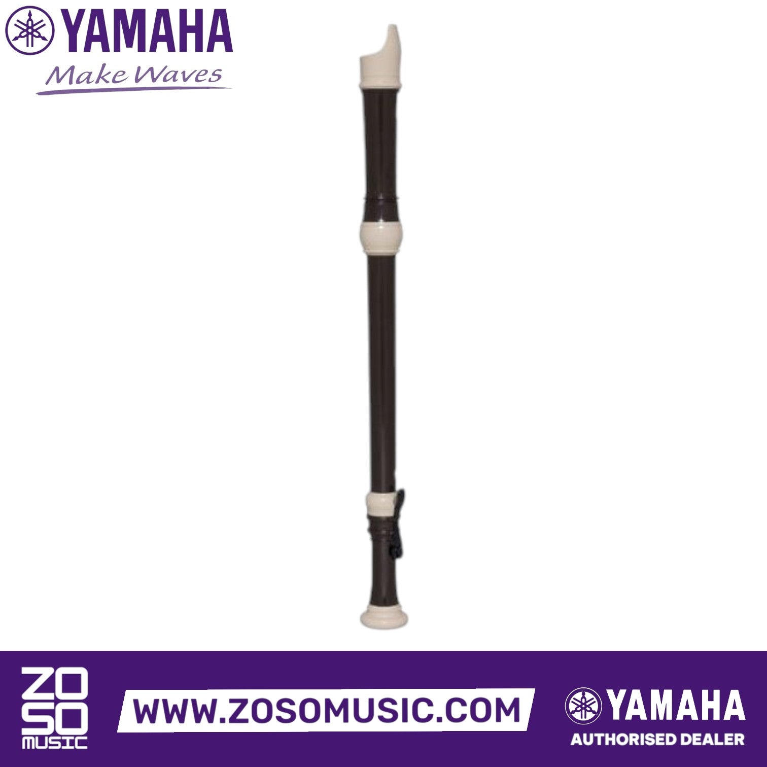 Zoso Music Yamaha YRT-304BII tenor recorder in dark brown and cream ABS resin with Baroque fingering and double keys