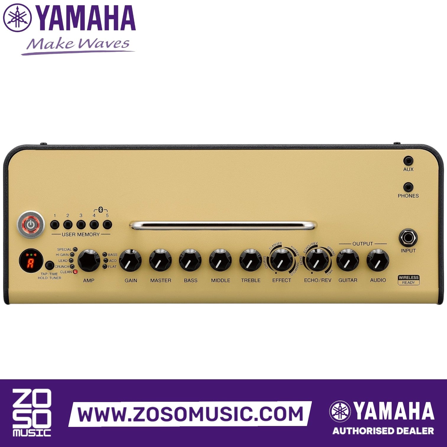 Zoso Music Yamaha THR10 II Wireless guitar amplifier control panel with gold finish and black knobs
