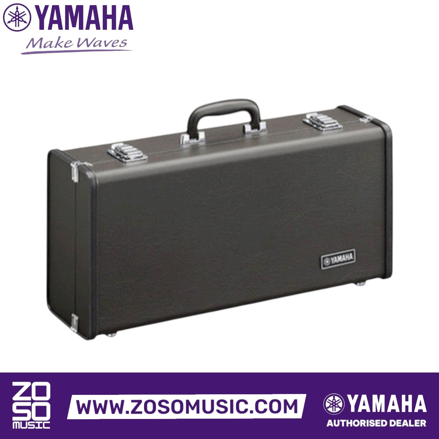 Zoso Music Yamaha YTR-3335S student trumpet hard carrying case in black with silver latches and handle