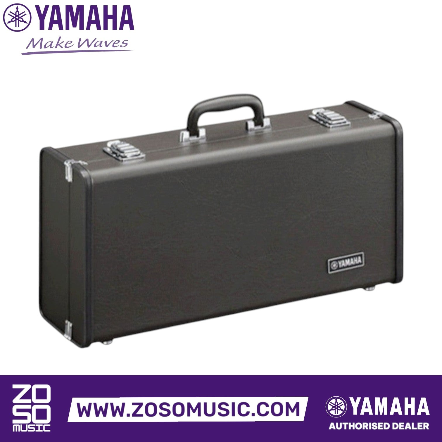 Zoso Music Yamaha Xeno Series trumpet hard shell carrying case in black with silver latches and handle