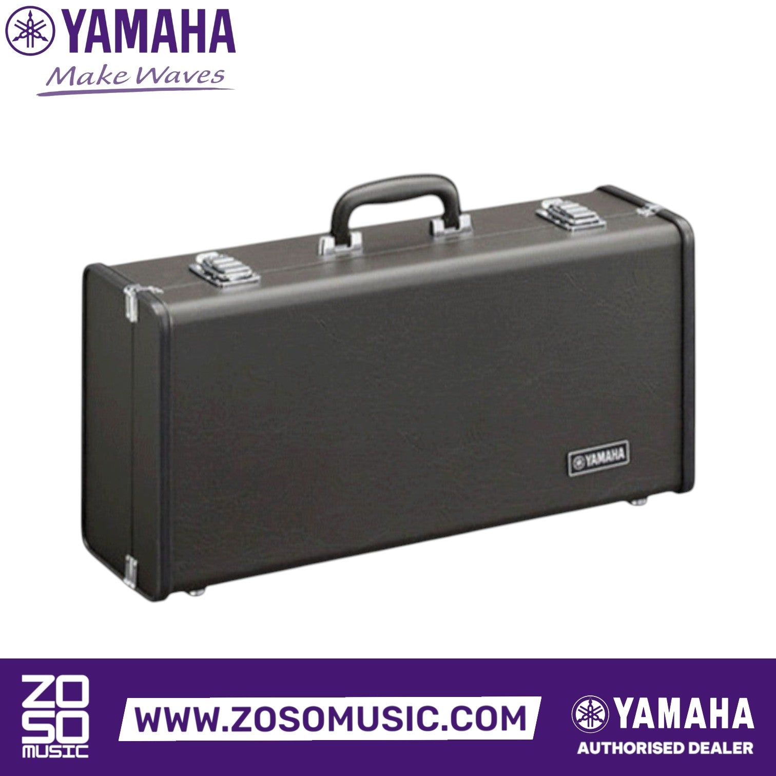 Zoso Music Yamaha YTR-6335 trumpet hard shell carrying case in black with silver hardware and Yamaha logo