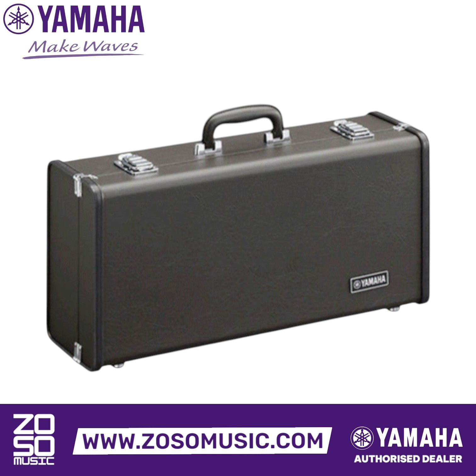 Zoso Music Yamaha YTR-4335Gii trumpet hard case in black with silver hardware and Yamaha logo branding