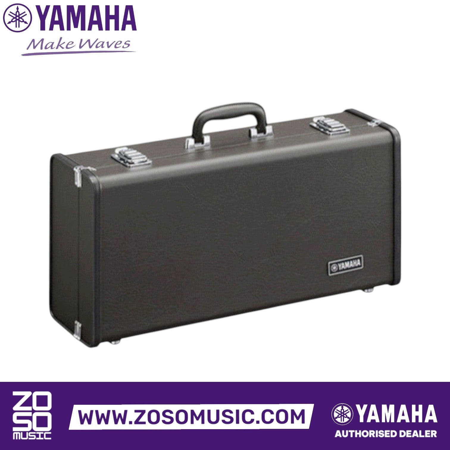 Zoso Music black hard-shell carrying case for Yamaha YTR-6345GS professional trumpet with silver latches
