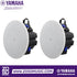 Zoso Music pair of white Yamaha VXC3FW low-profile ceiling speakers with magnetic grilles for commercial audio