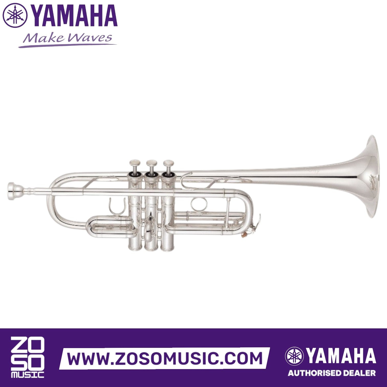 Zoso Music Yamaha Xeno Series silver-plated C trumpet with heavyweight construction and one-piece brass bell