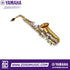 Zoso Music Yamaha YAS-26 alto saxophone with gold lacquer finish and nickel-plated keys on a white background