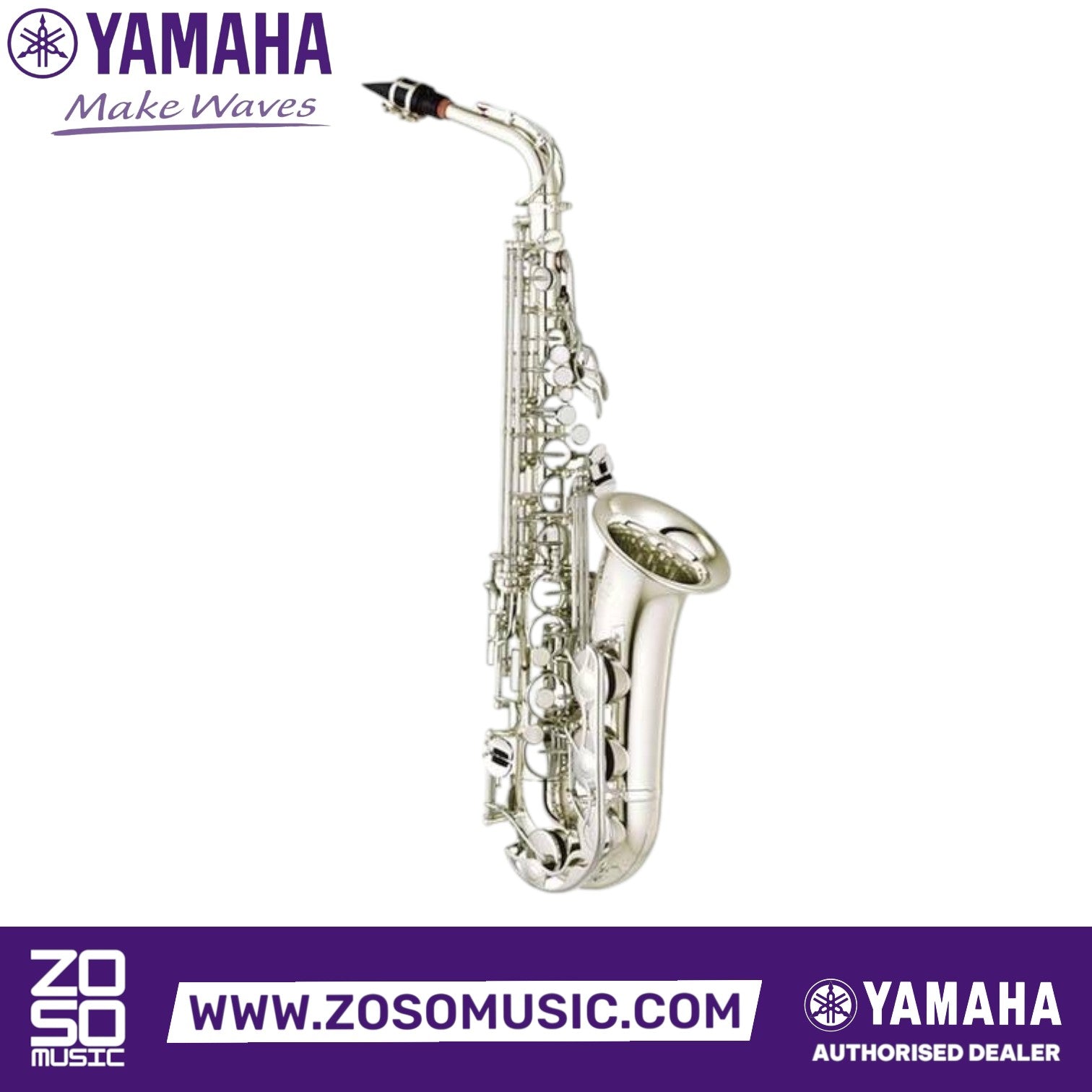 Zoso Music Yamaha YAS-480S intermediate silver-plated brass alto saxophone with classic engraving