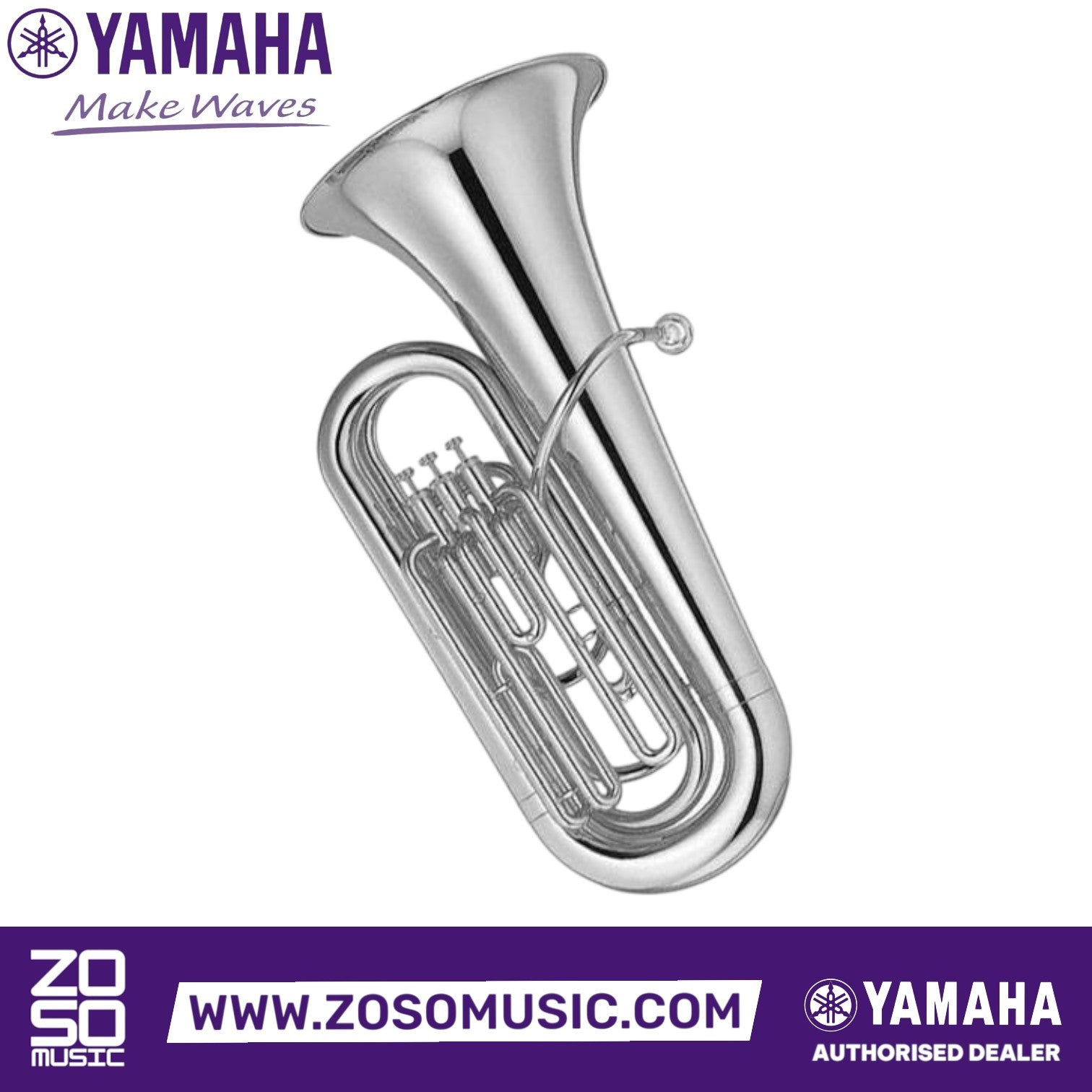 Zoso Music Yamaha YBB-105S 3/4 size BBb tuba in silver finish with three front action valves