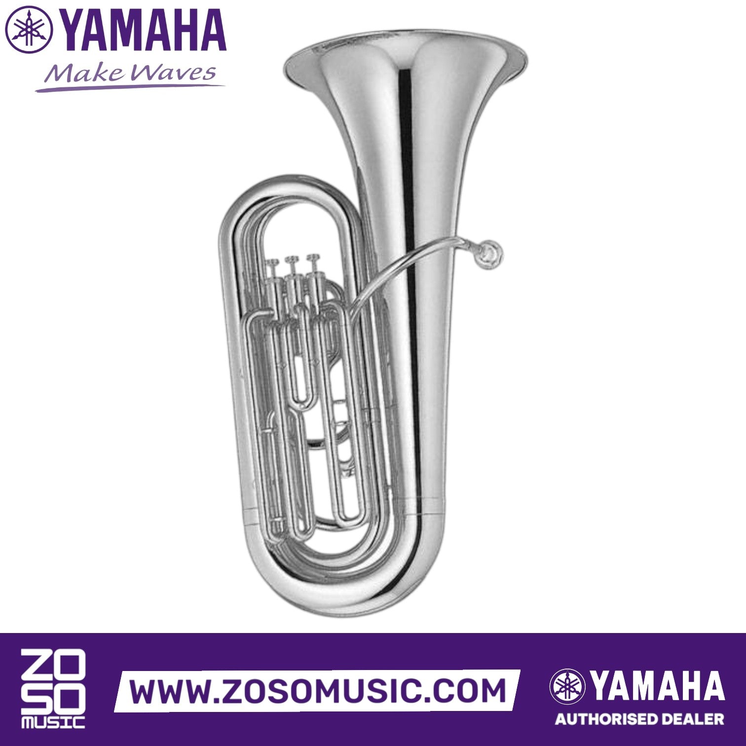 Zoso Music Yamaha YBB-105S 3/4 size student BBb tuba in silver finish with three front action valves