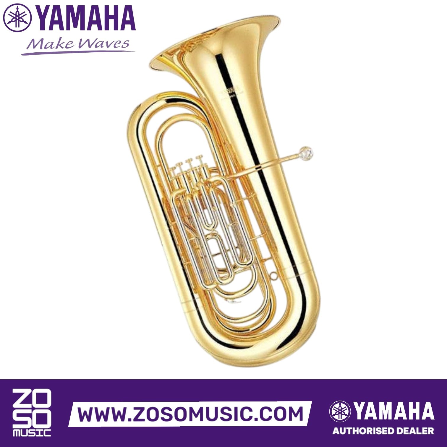 Zoso Music Yamaha YBB-321 4-valve Bb intermediate tuba with a polished brass lacquer finish