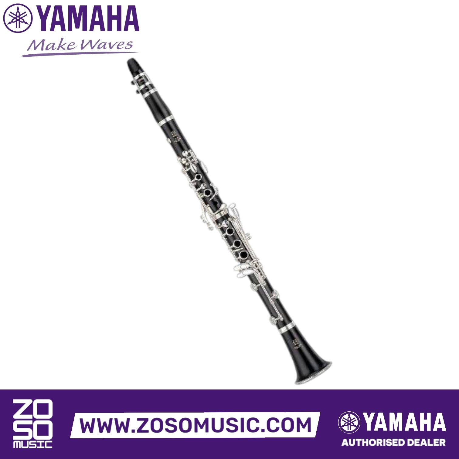 Zoso Music Yamaha YCL-450 Bb clarinet with black grenadilla wood body and polished nickel-silver keys