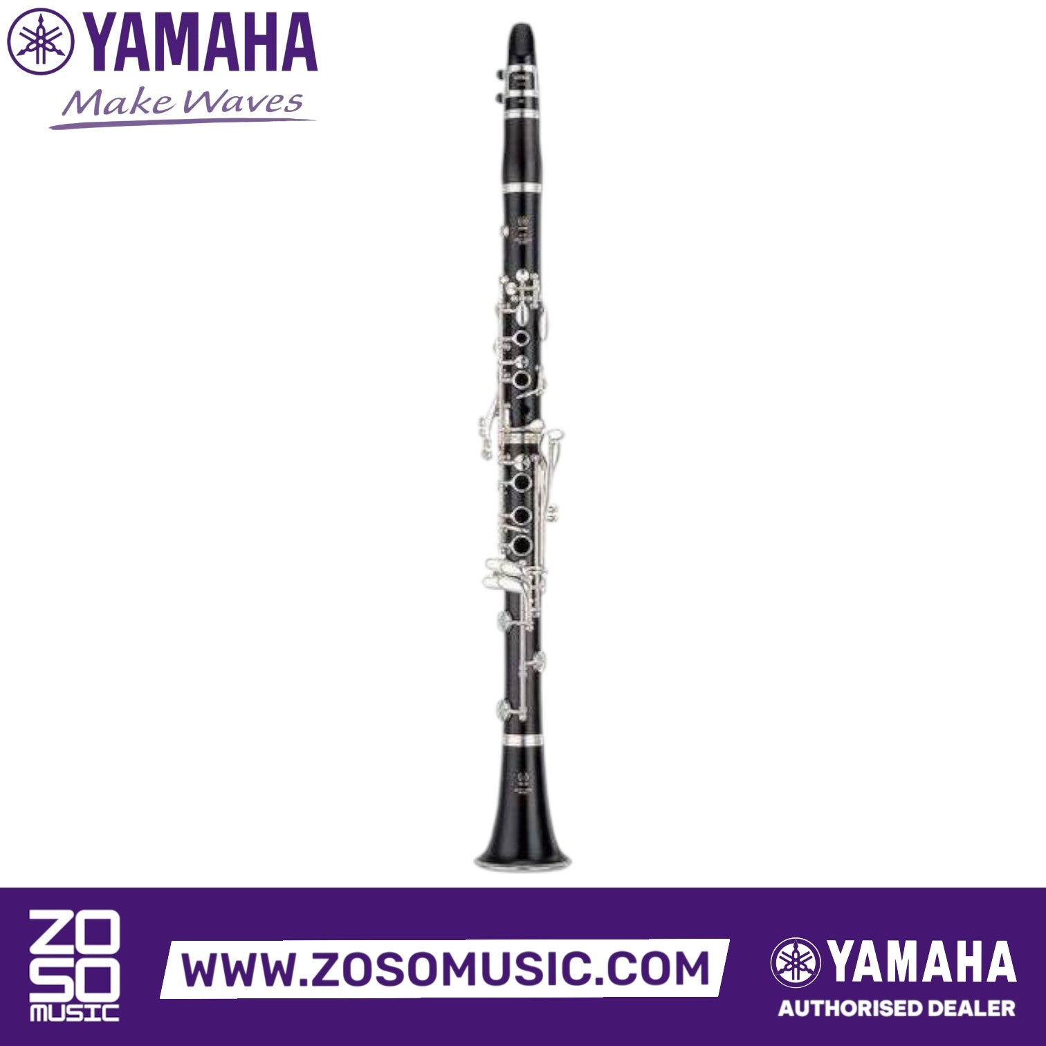 Zoso Music Yamaha YCL-450N intermediate Bb clarinet featuring a grenadilla wood body and silver-plated keys