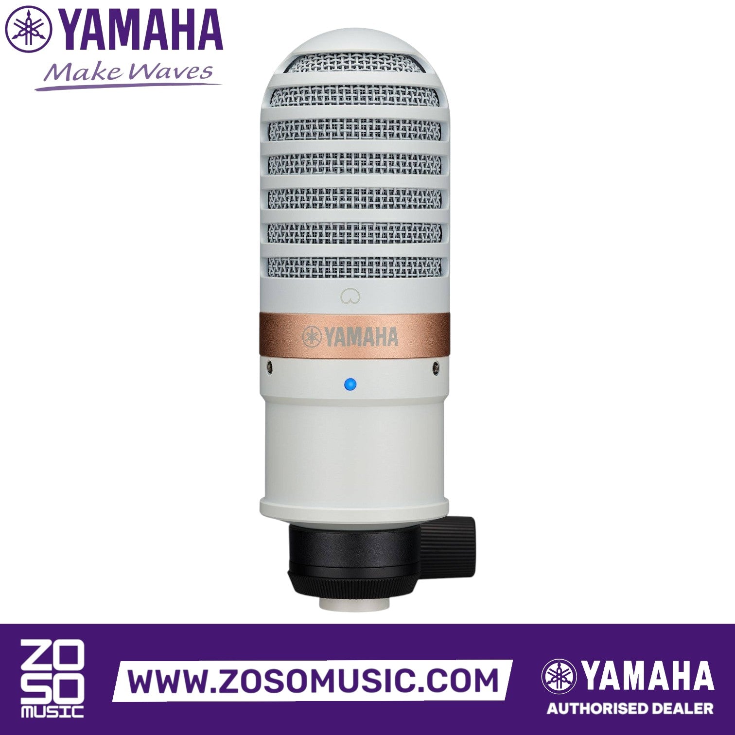Zoso Music white Yamaha YCM01 condenser microphone with cardioid polar pattern for streaming and studio recording