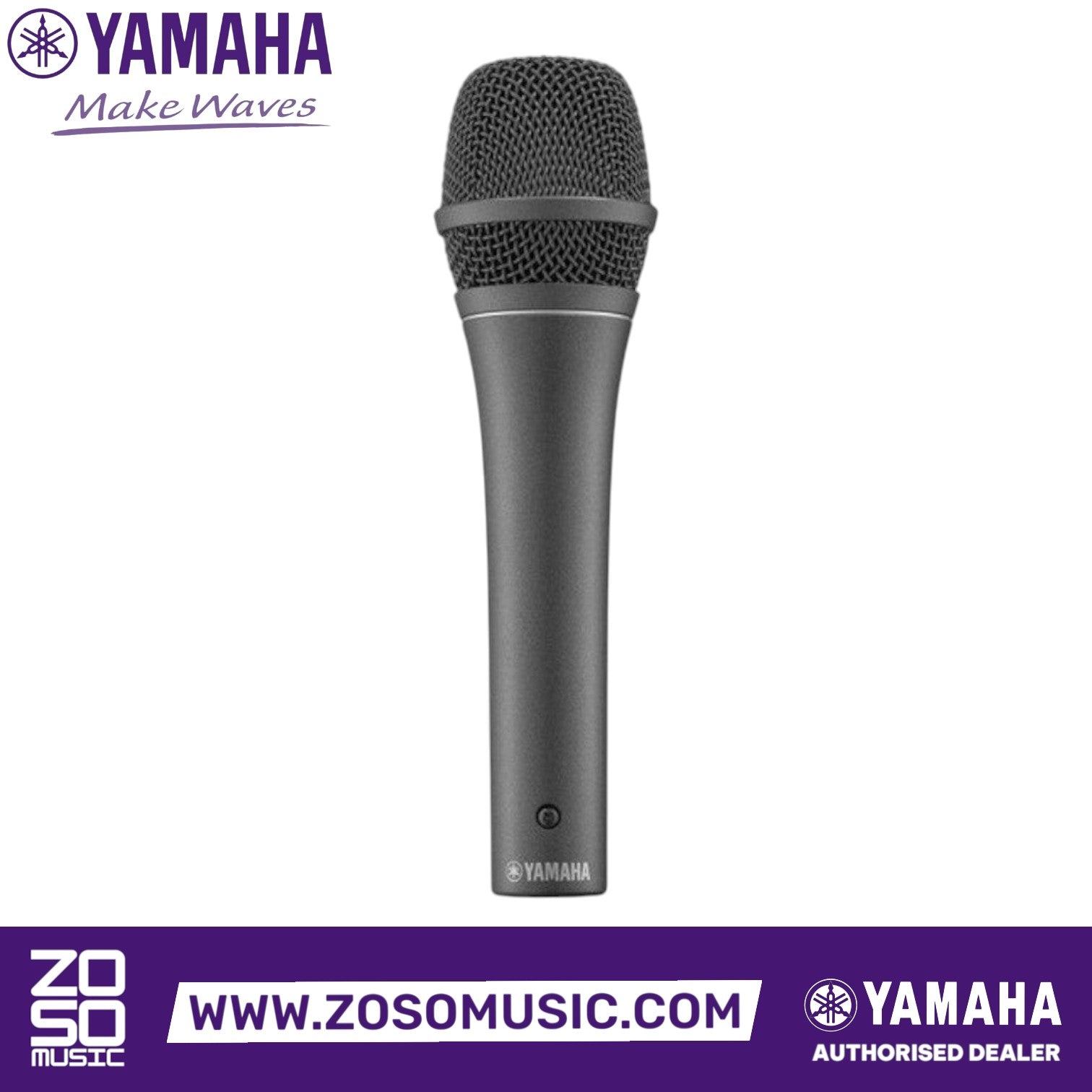 Zoso Music Yamaha YDM505S black dynamic cardioid microphone with on-off switch for live vocals and studio recording