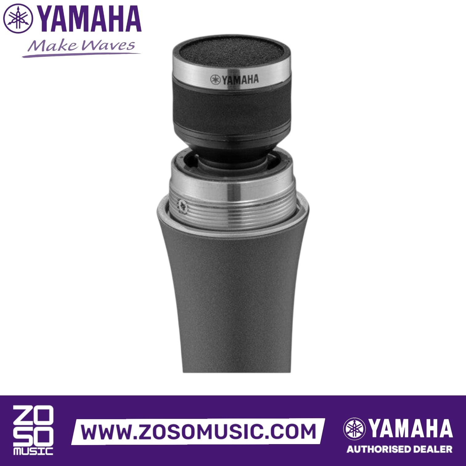 Zoso Music Yamaha YDM505S dynamic cardioid microphone head detail in black with metallic finish
