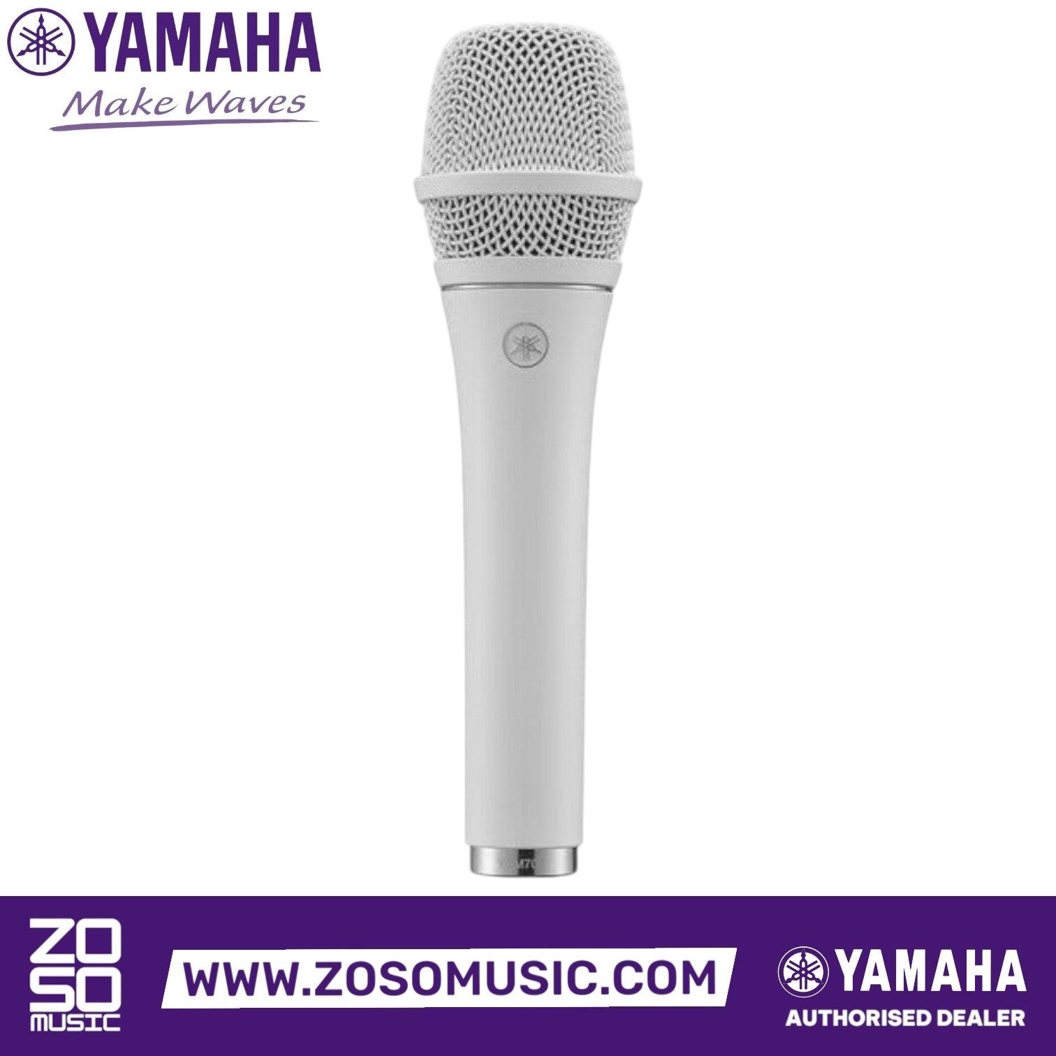 Zoso Music white Yamaha YDM707 dynamic supercardioid handheld microphone for studio and live vocal recording