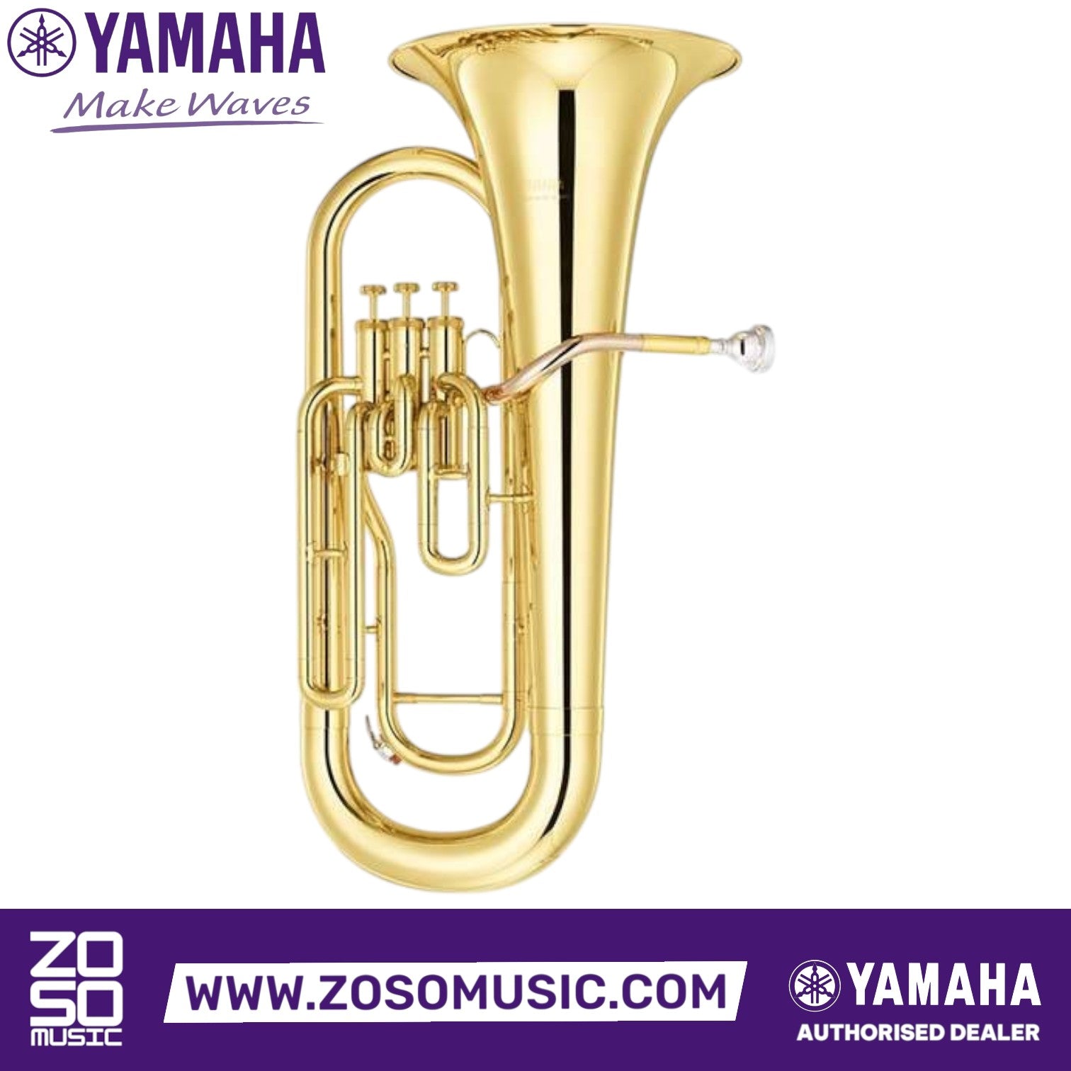 Zoso Music Yamaha YEP-201 3-valve euphonium in a polished yellow brass lacquer finish with an upright bell