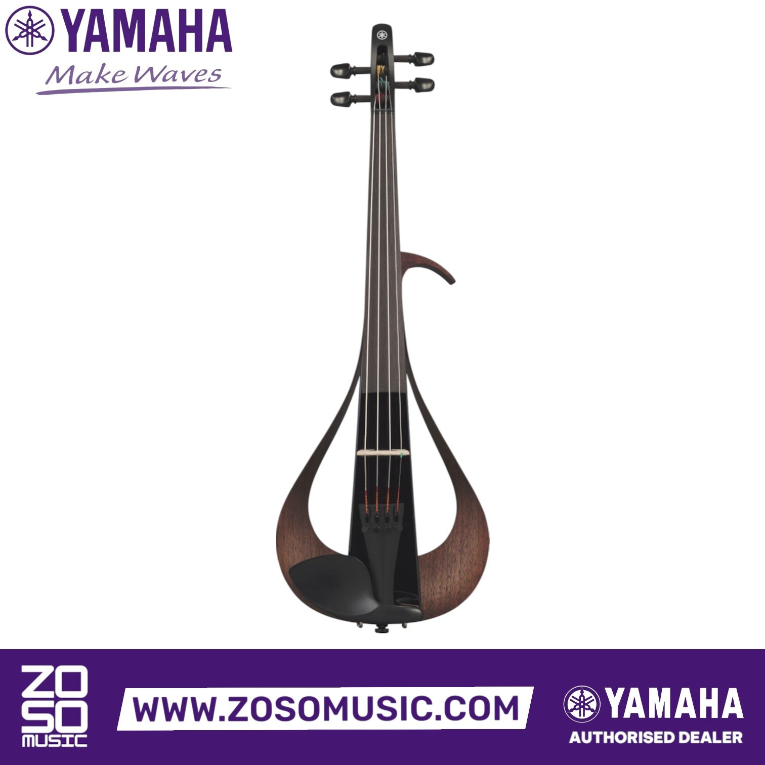 Zoso Music Yamaha YEV104 4-string electric violin in black with a sleek, modern compact body design.