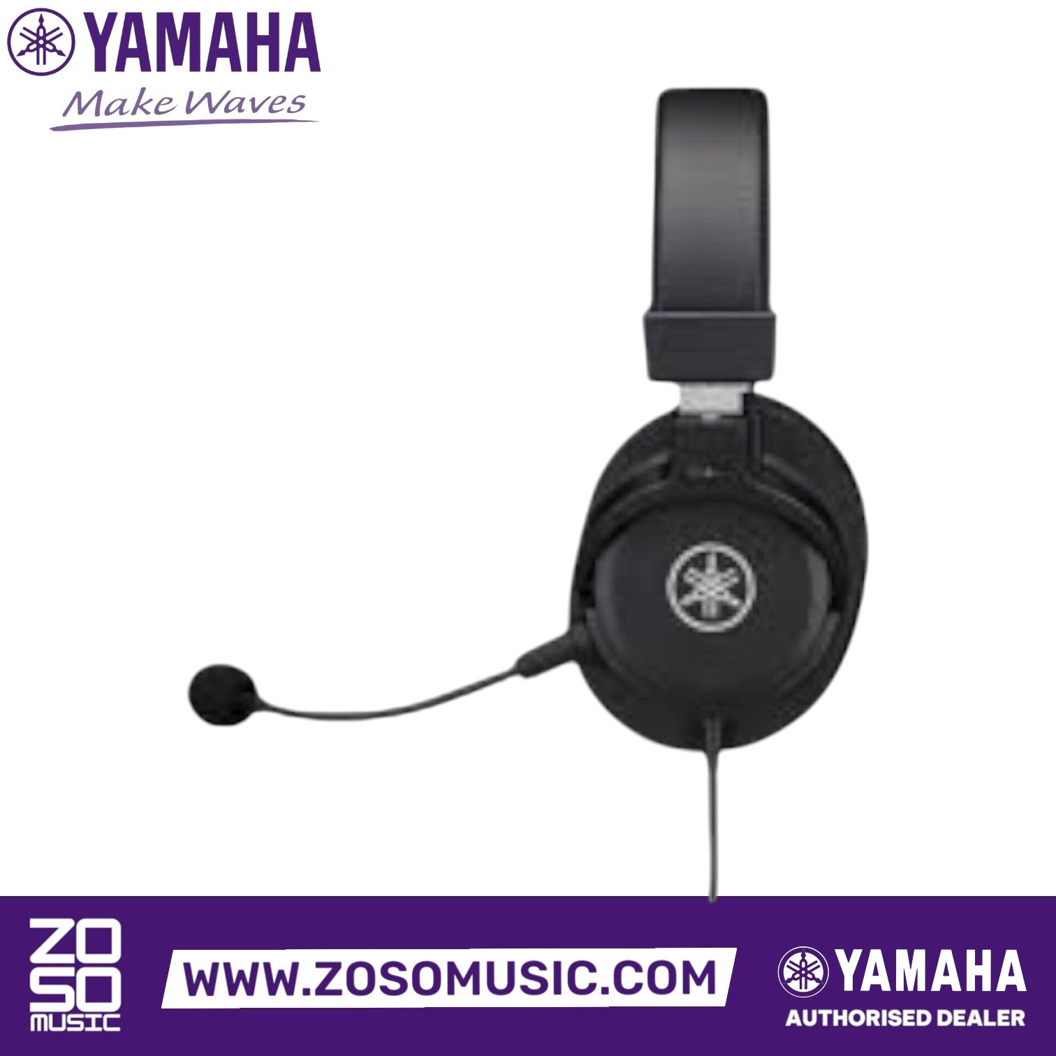 Zoso Music Yamaha YH-G01 lightweight black gaming headset with condenser microphone and comfortable mesh earpads