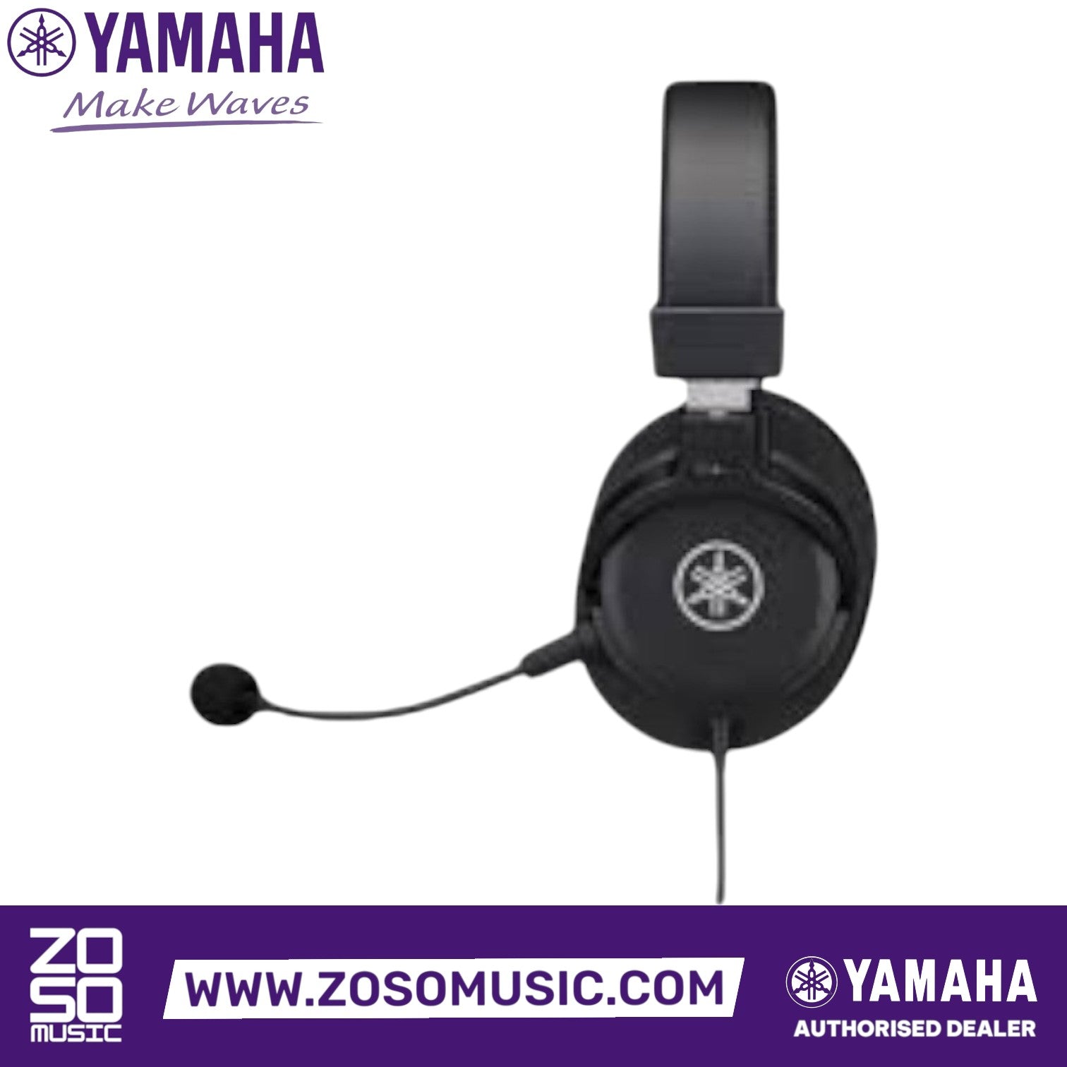 Zoso Music Yamaha YH-G01 black lightweight gaming headset with condenser microphone and mesh earpads