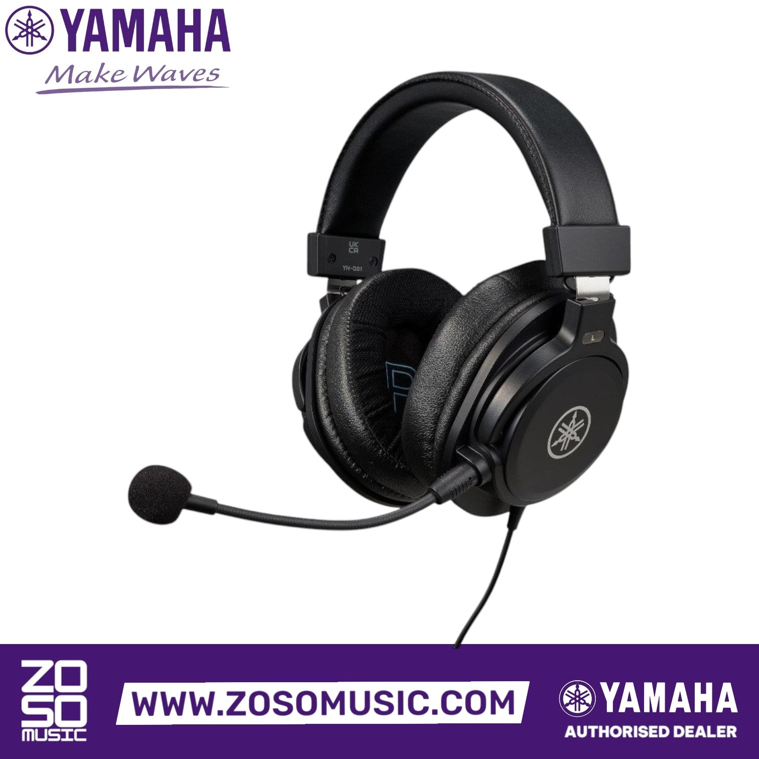 Zoso Music Yamaha YH-G01 black gaming headset with condenser microphone and comfortable mesh earpads