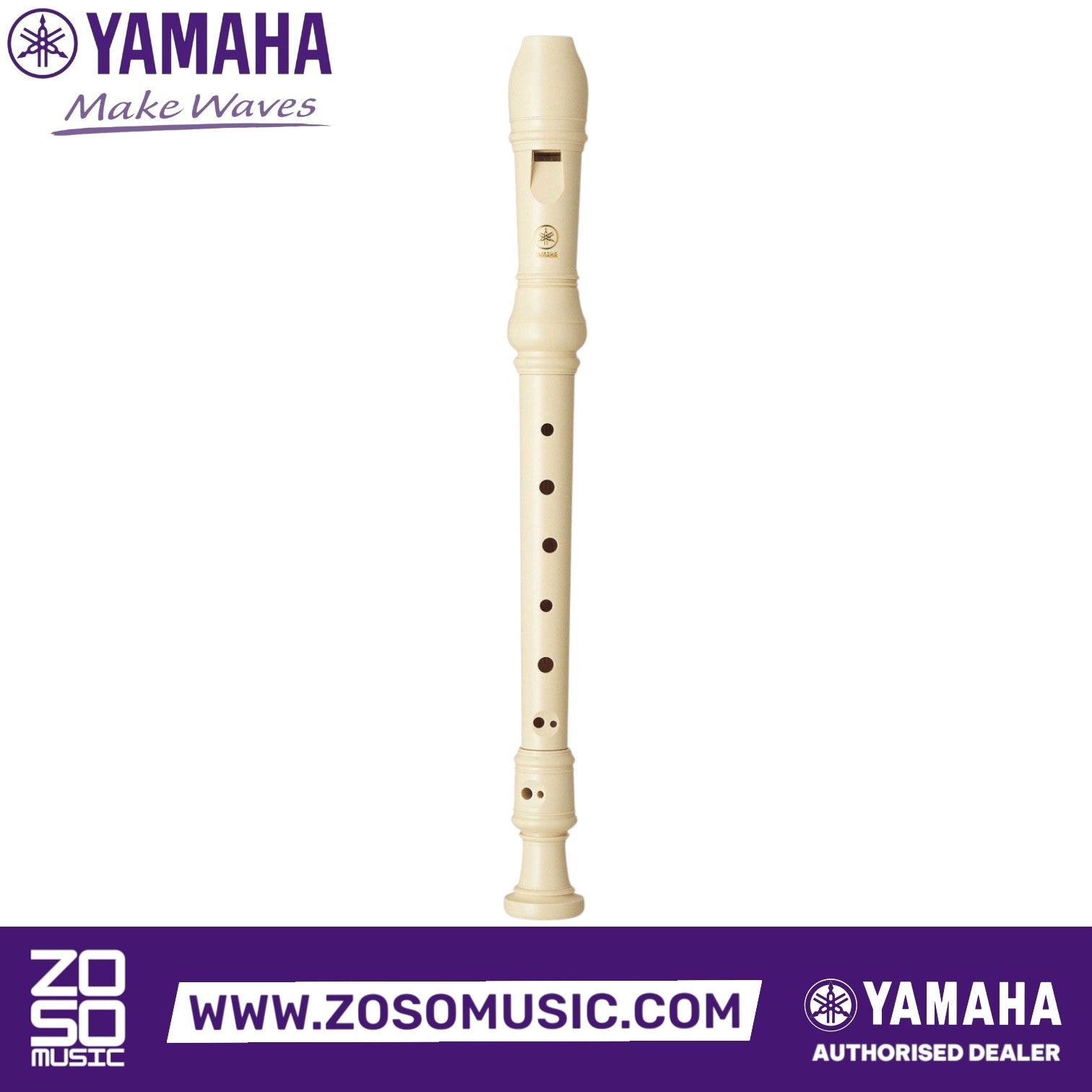 Zoso Music Yamaha YRS23 soprano recorder in cream plastic, ideal for students and school music education