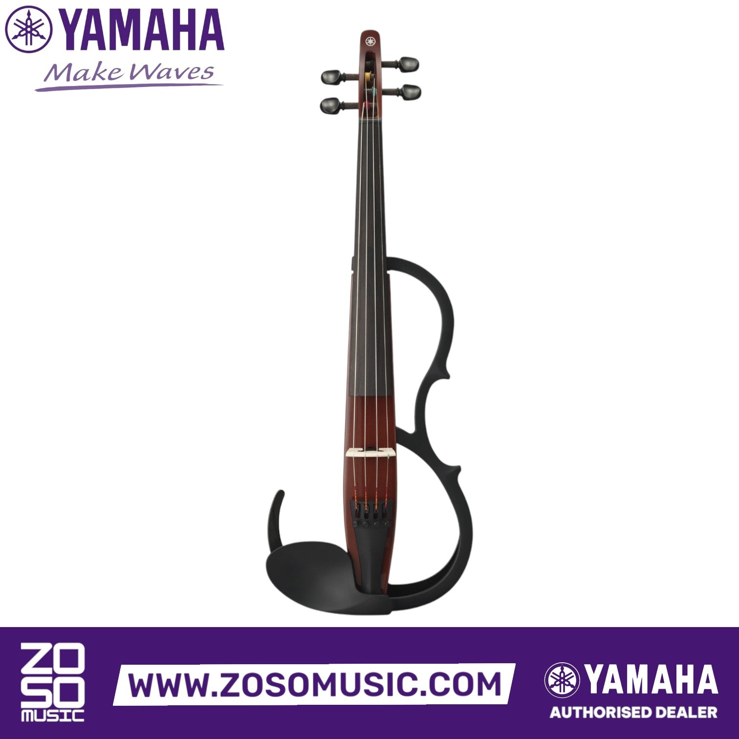 Zoso Music Yamaha YSV104 4/4 silent electric violin in brown with a spruce body and composite fingerboard