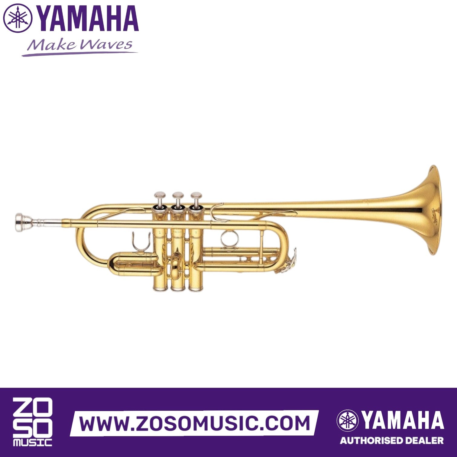 Zoso Music Yamaha YTR-4435II Bb/C trumpet in gold lacquer finish with monel valves and two-piece brass bell